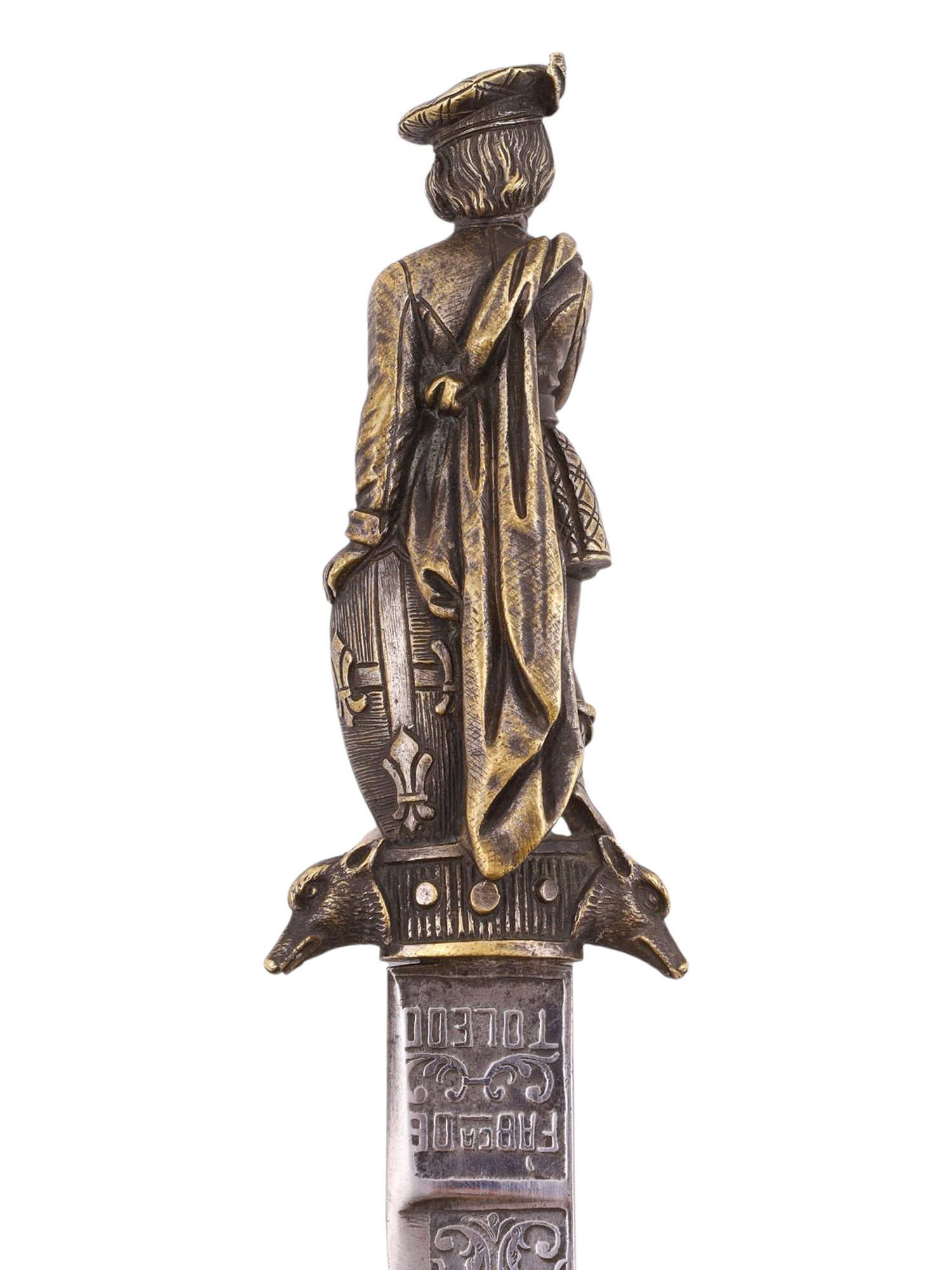 A SPANISH TOLEDO ROMANTIC DAGGER WITH FRENCH-SCOTTISH FIGURAL HILT, 1880