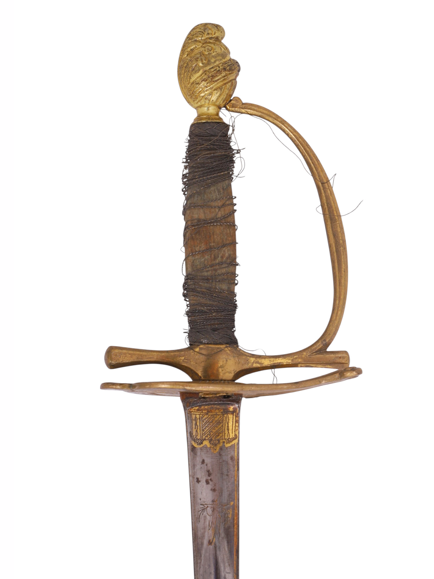 A FRENCH HUNTING SWORD WITH ENGRAVED BLADE, 18TH CENTURY
