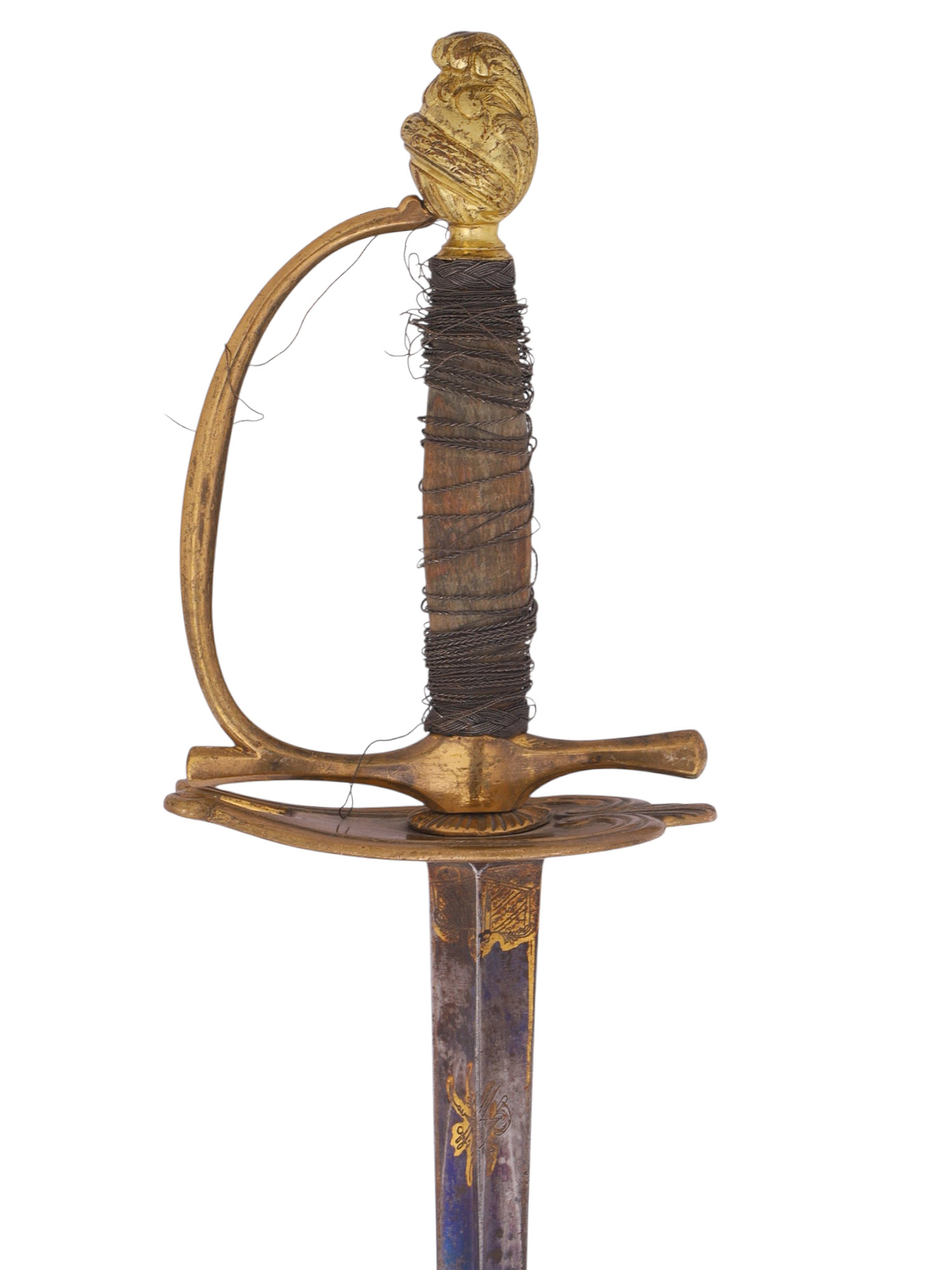 A FRENCH HUNTING SWORD WITH ENGRAVED BLADE, 18TH CENTURY