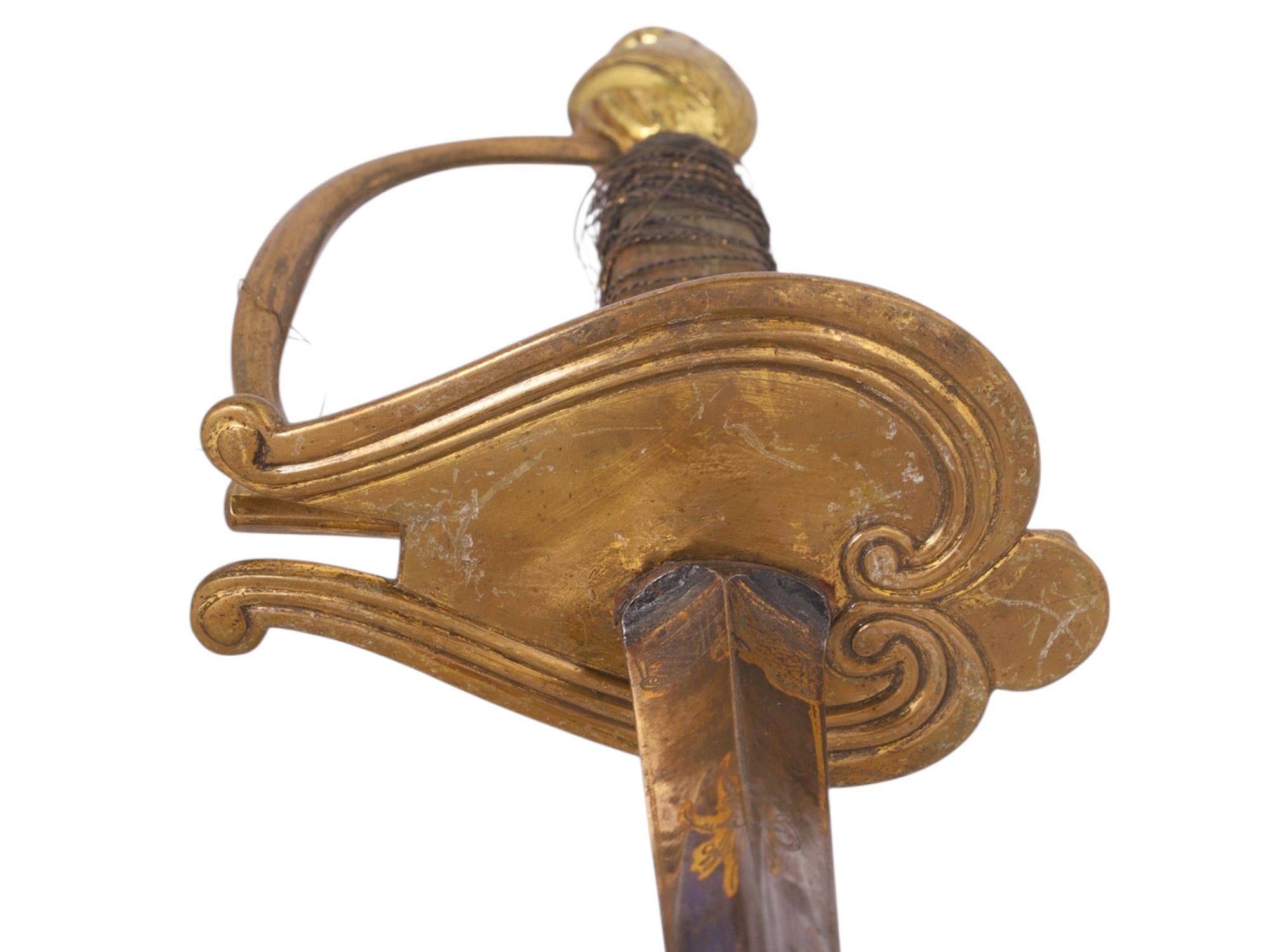 A FRENCH HUNTING SWORD WITH ENGRAVED BLADE, 18TH CENTURY