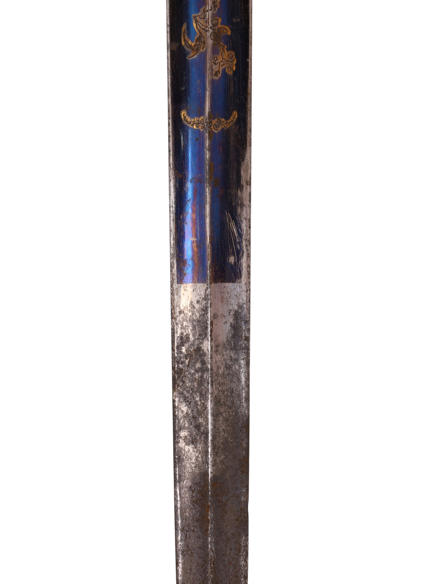 A FRENCH SILVER-MOUNTED HUNTING DAGGER WITH BLUED BLADE, 19TH CENTURY