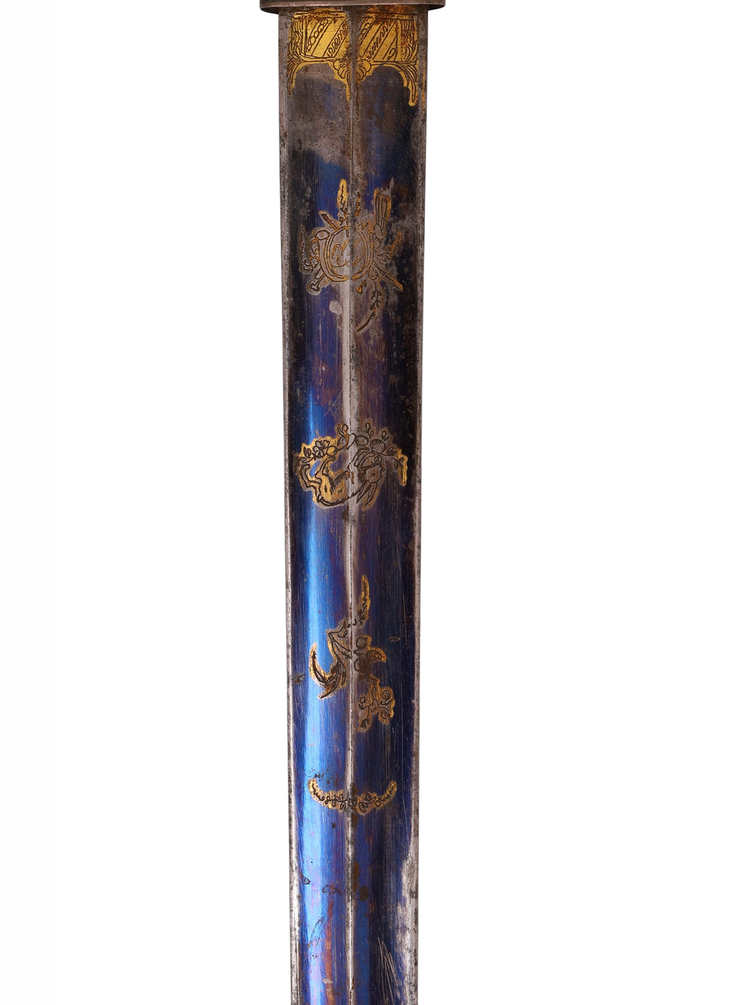 A FRENCH SILVER-MOUNTED HUNTING DAGGER WITH BLUED BLADE, 19TH CENTURY