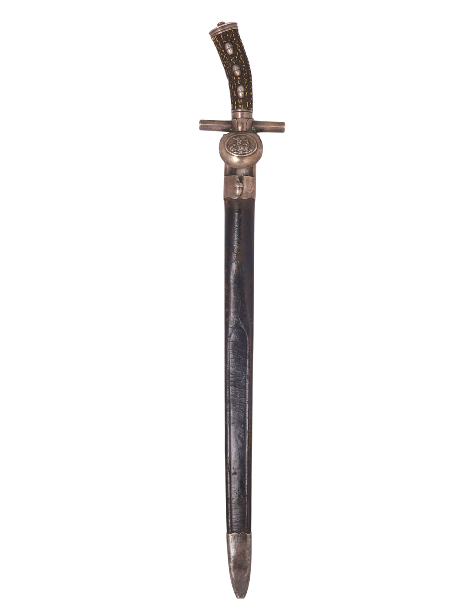 A GERMAN HIRSCHFANGER HUNTING SWORD WITH ENGRAVED BLADE, 18/19TH CENTURY