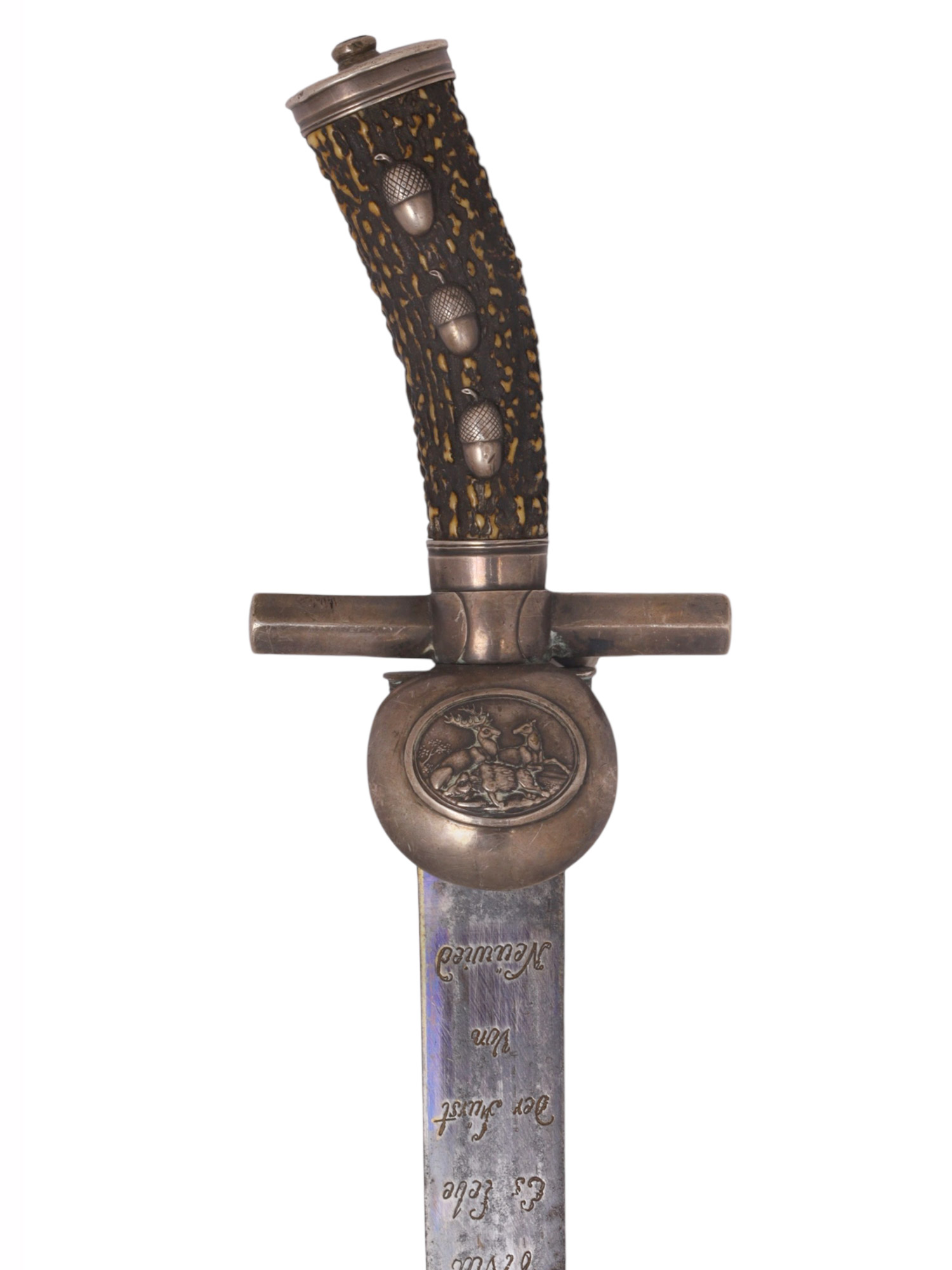 A GERMAN HIRSCHFANGER HUNTING SWORD WITH ENGRAVED BLADE, 18/19TH CENTURY