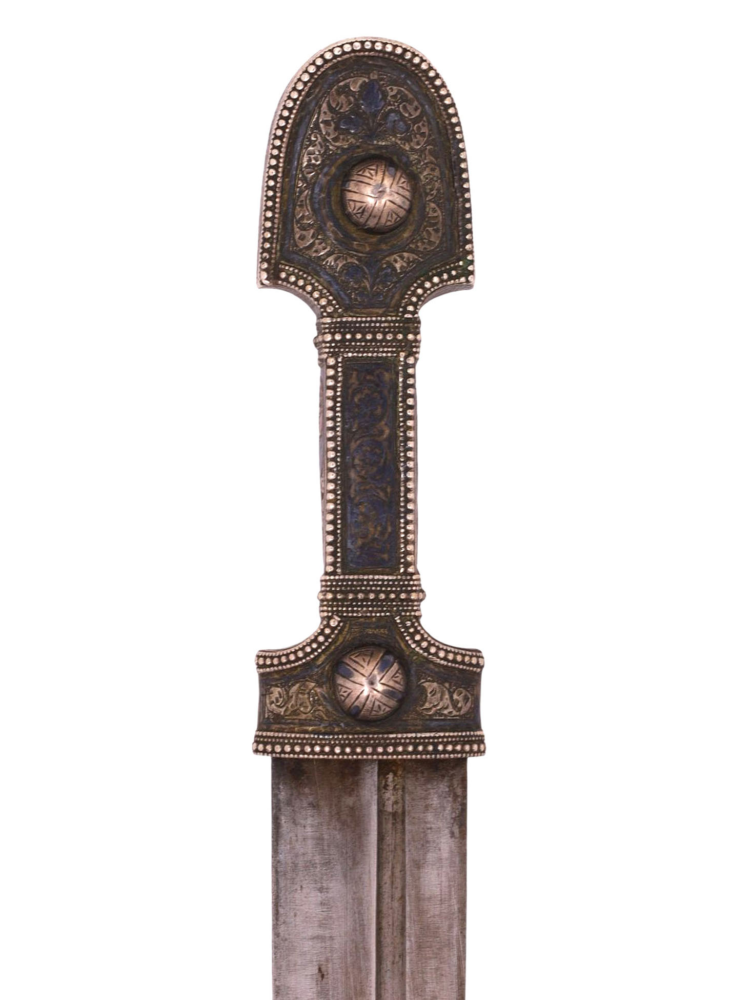A CAUCASUS, DAGESTAN, SILVER-MOUNTED KINDJAL DAGGER WITH NIELLO DECORATION, 19TH CENTURY
