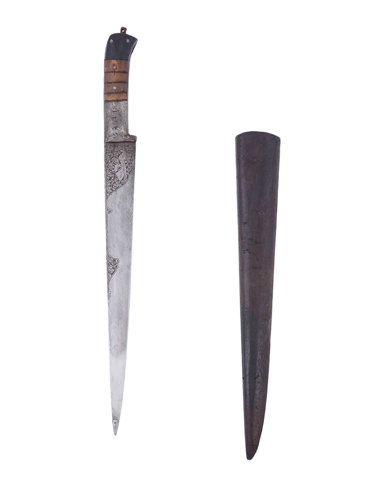 AN INDO-PERSIAN KARD DAGGER WITH ENGRAVED BLADE, 19TH CENTURY