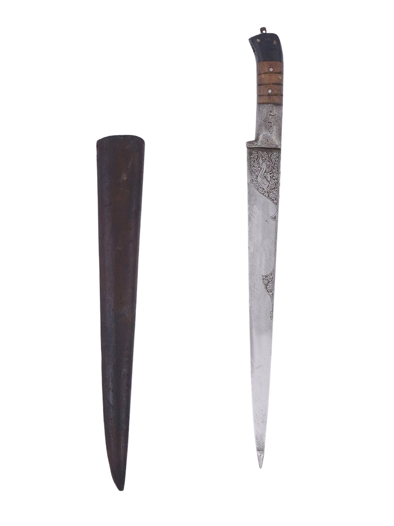 AN INDO-PERSIAN KARD DAGGER WITH ENGRAVED BLADE, 19TH CENTURY