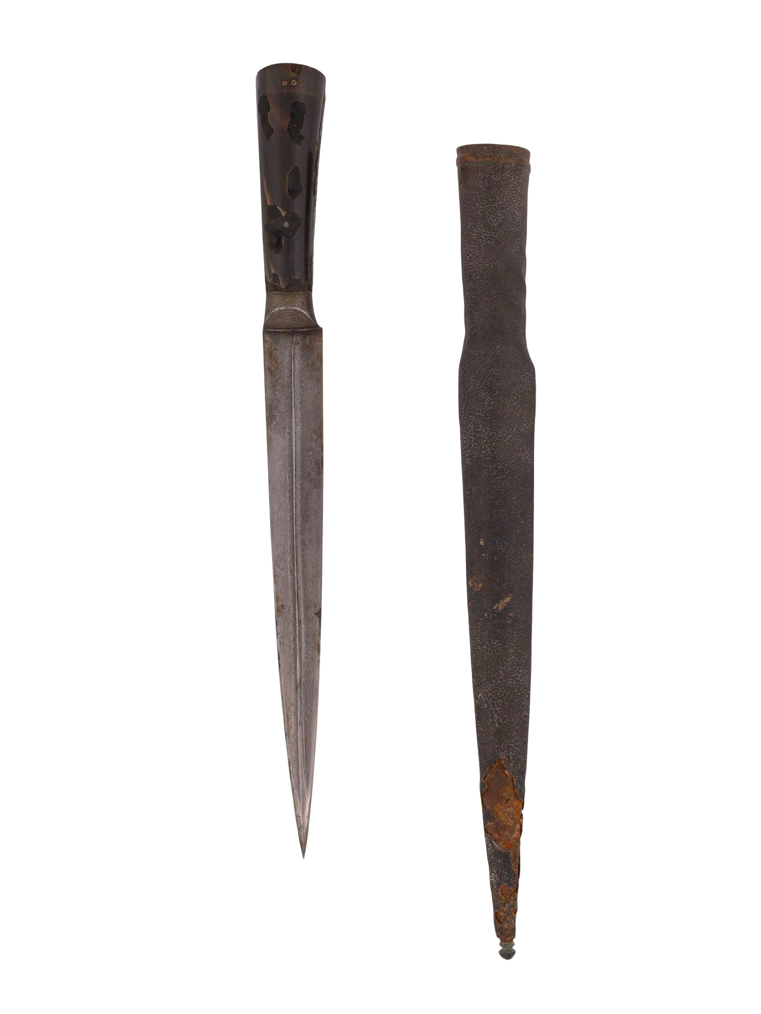 A PERSIAN WOOTZ STEEL DAGGER WITH SHEATH, 18TH/19TH CEN.