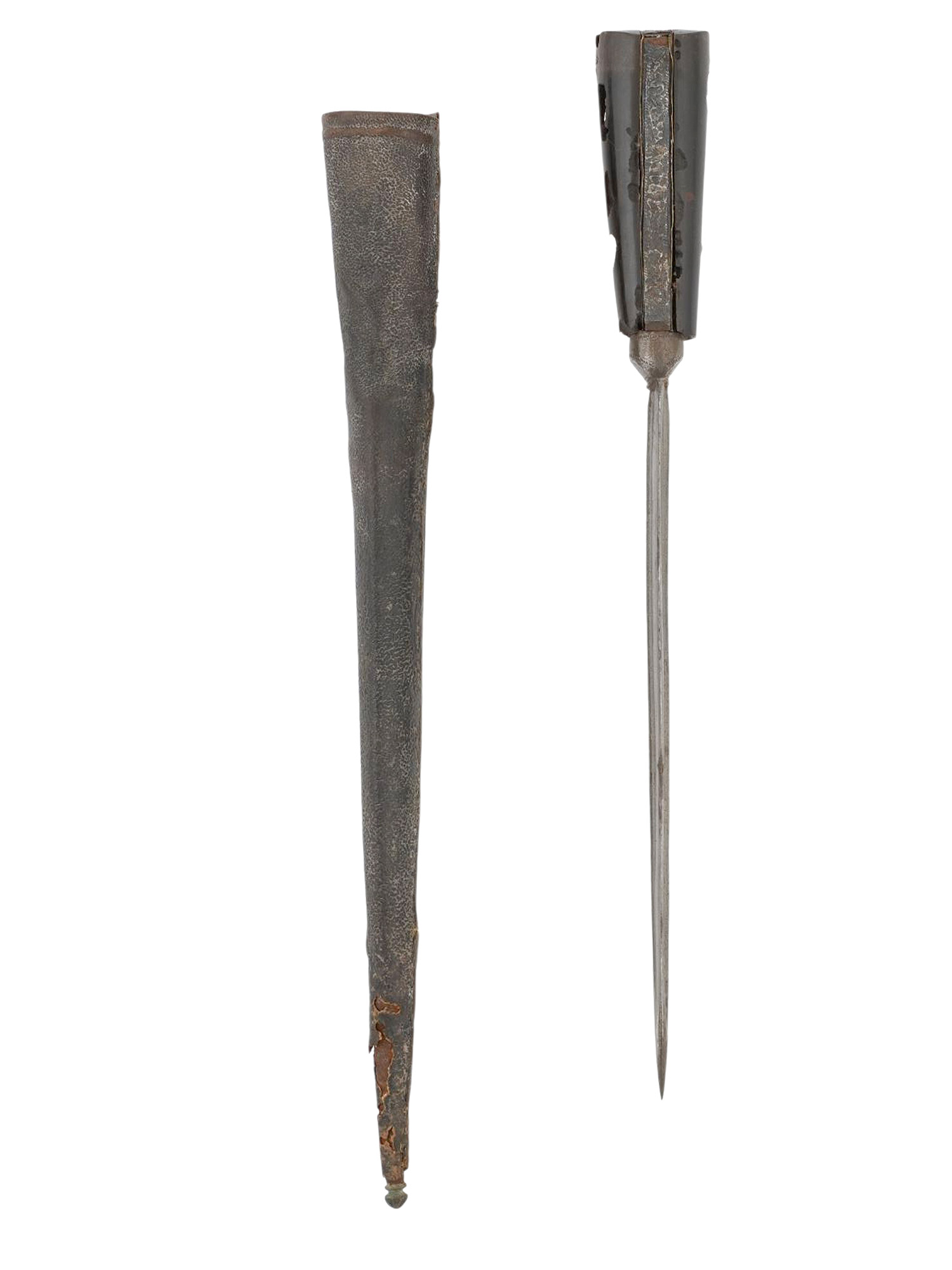 A PERSIAN WOOTZ STEEL DAGGER WITH SHEATH, 18TH/19TH CEN.