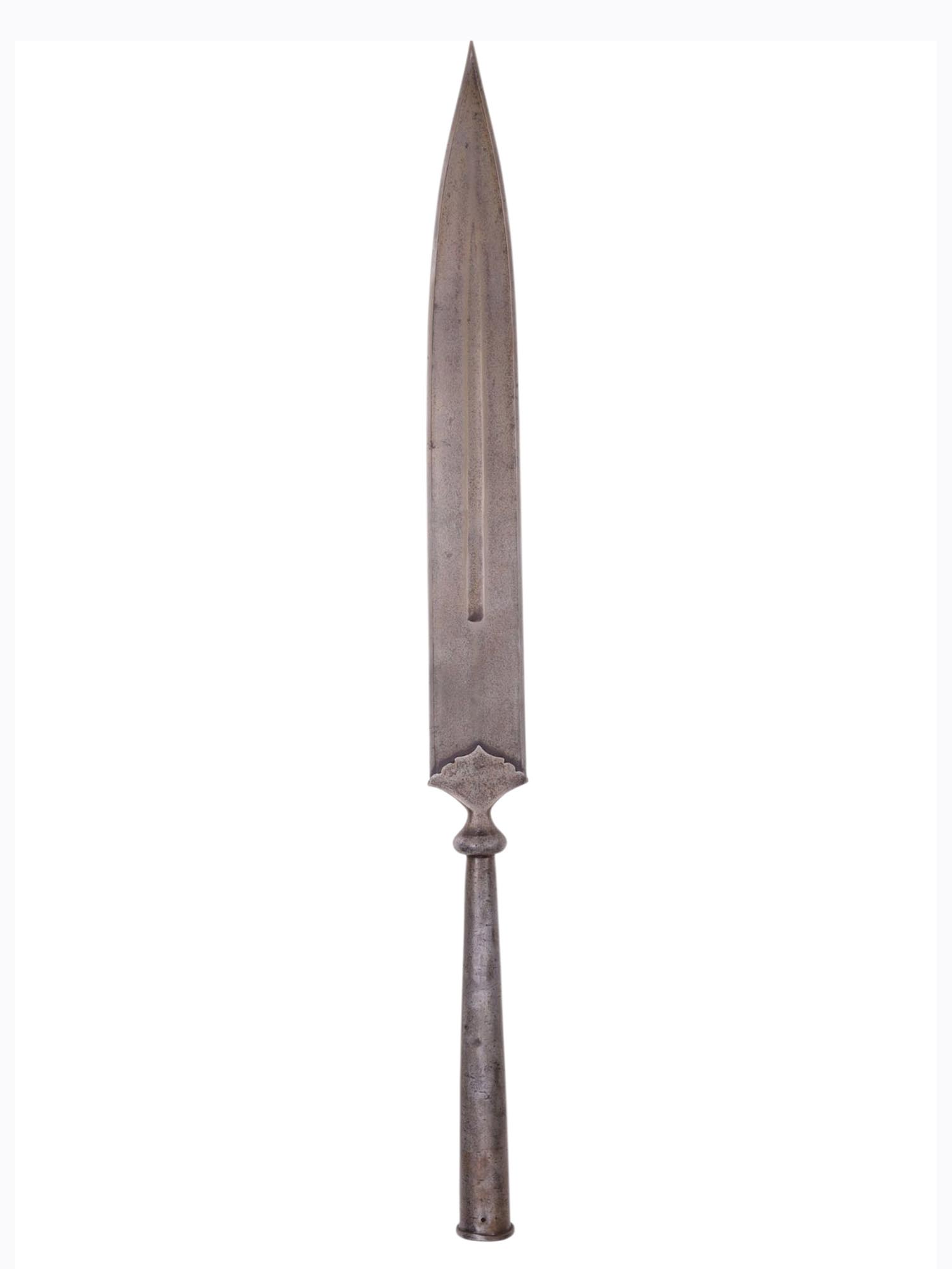 A QAJAR PERSIAN SPEARHEAD WITH WOOTZ BLADE, 19TH CENTURY