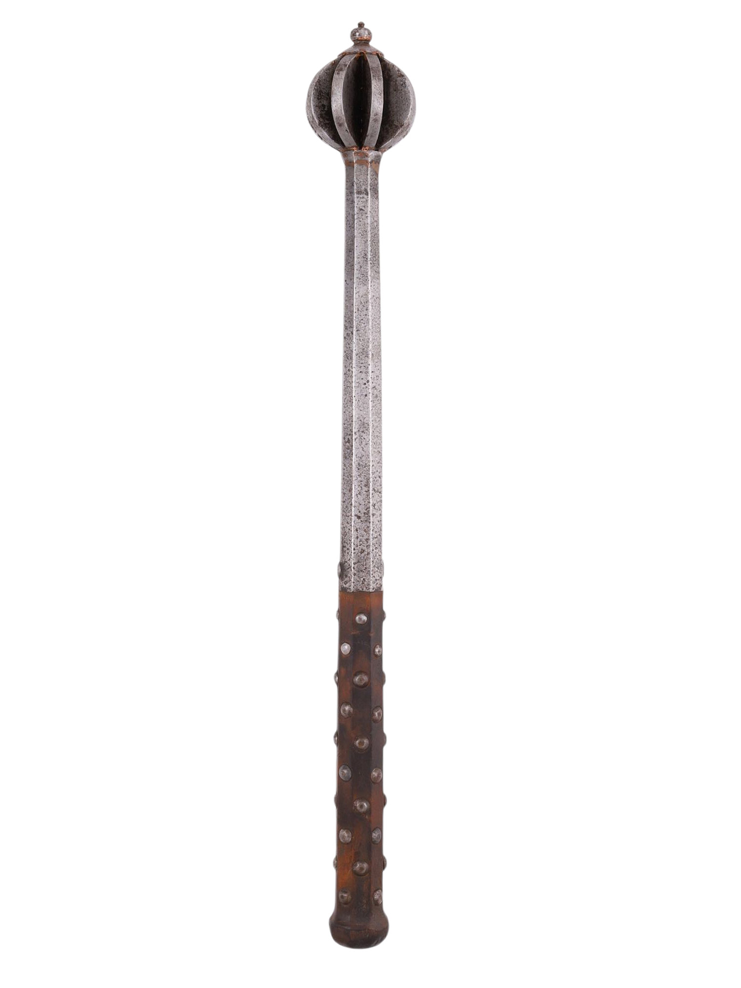 A STEEL FLANGED MACE WITH REINFORCED SHAFT, HUNGARIAN, 17TH–18TH CENTURY