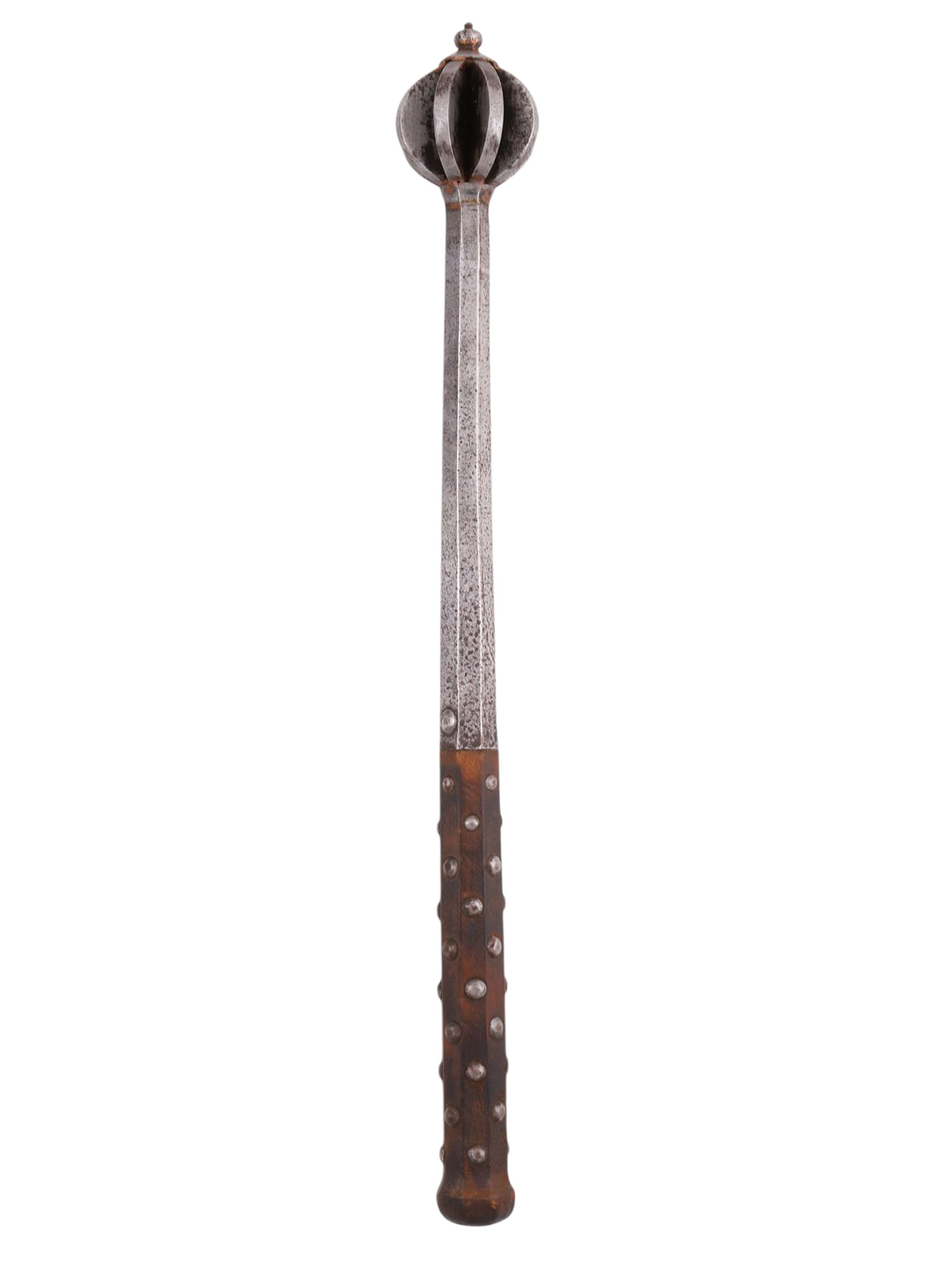 A STEEL FLANGED MACE WITH REINFORCED SHAFT, HUNGARIAN, 17TH–18TH CENTURY