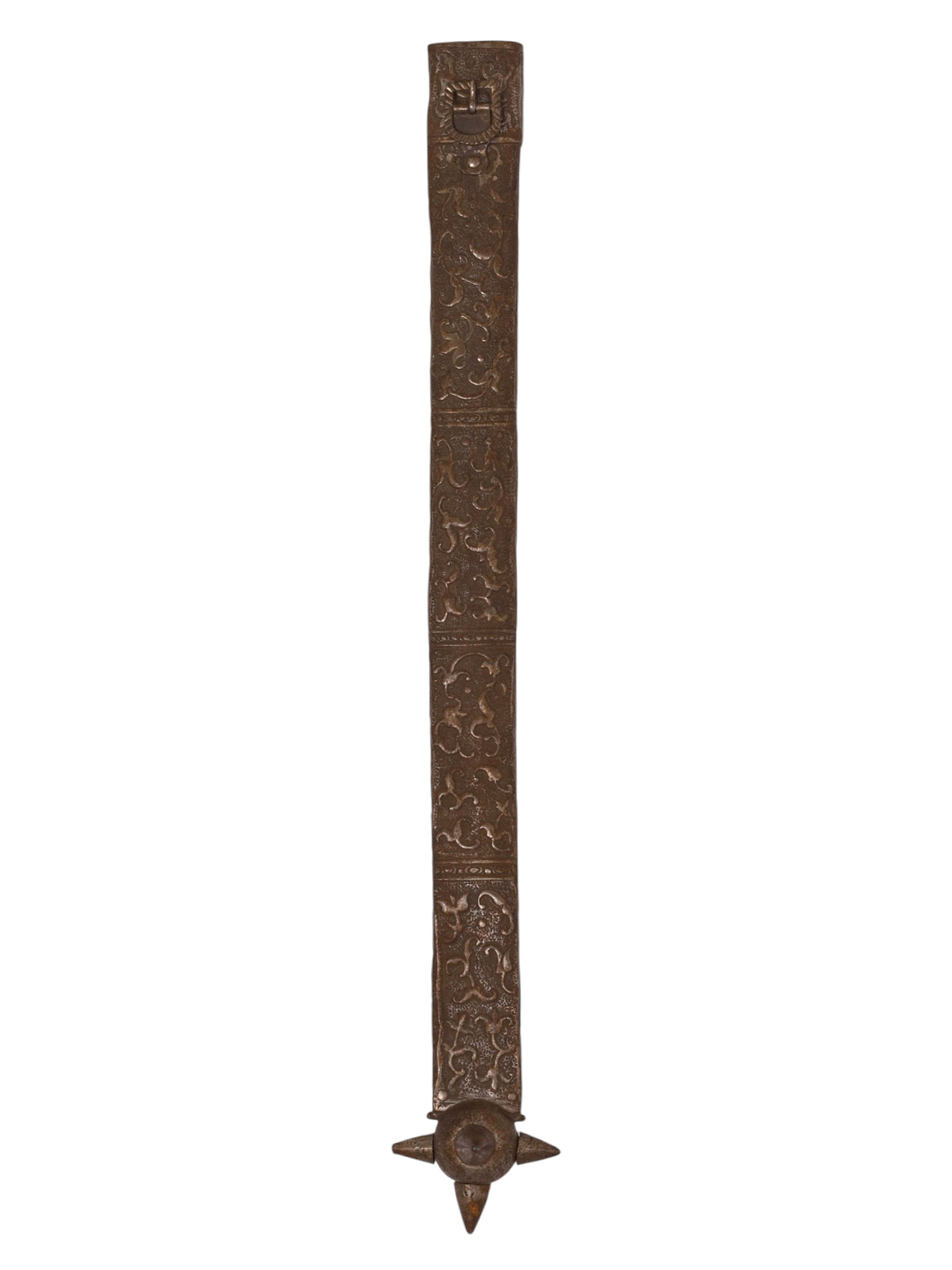 A METAL SWORD SCABBARD WITH MACE POMMEL, CENTRAL EUROPEAN, 17TH C.