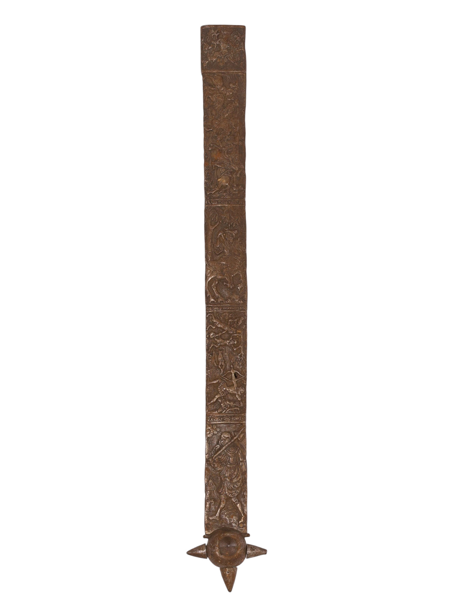 A METAL SWORD SCABBARD WITH MACE POMMEL, CENTRAL EUROPEAN, 17TH C.
