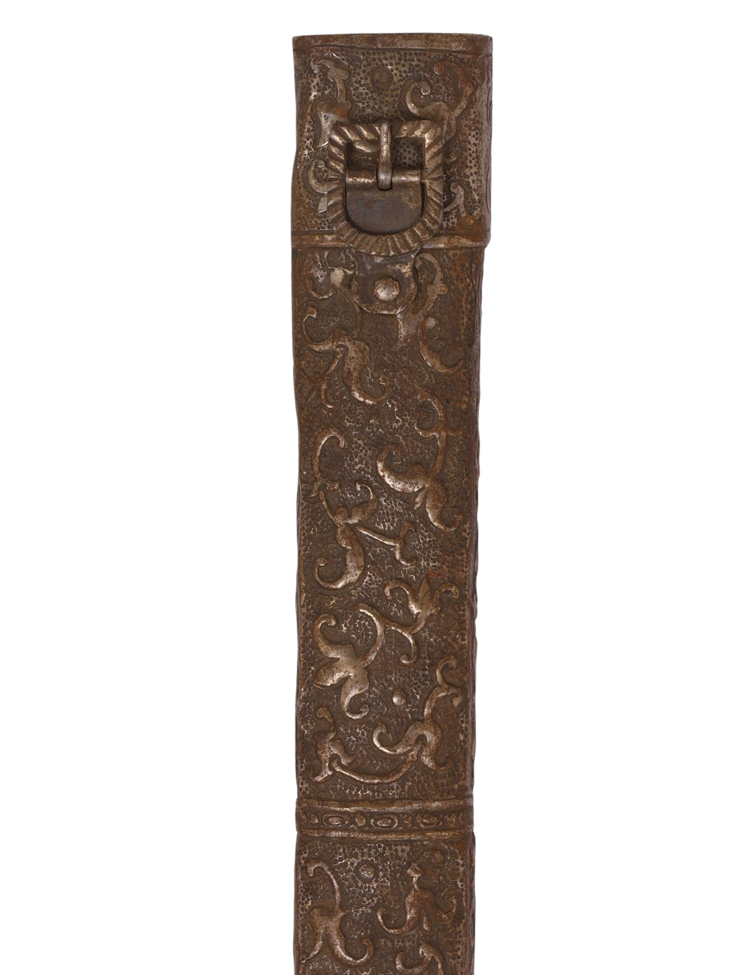 A METAL SWORD SCABBARD WITH MACE POMMEL, CENTRAL EUROPEAN, 17TH C.