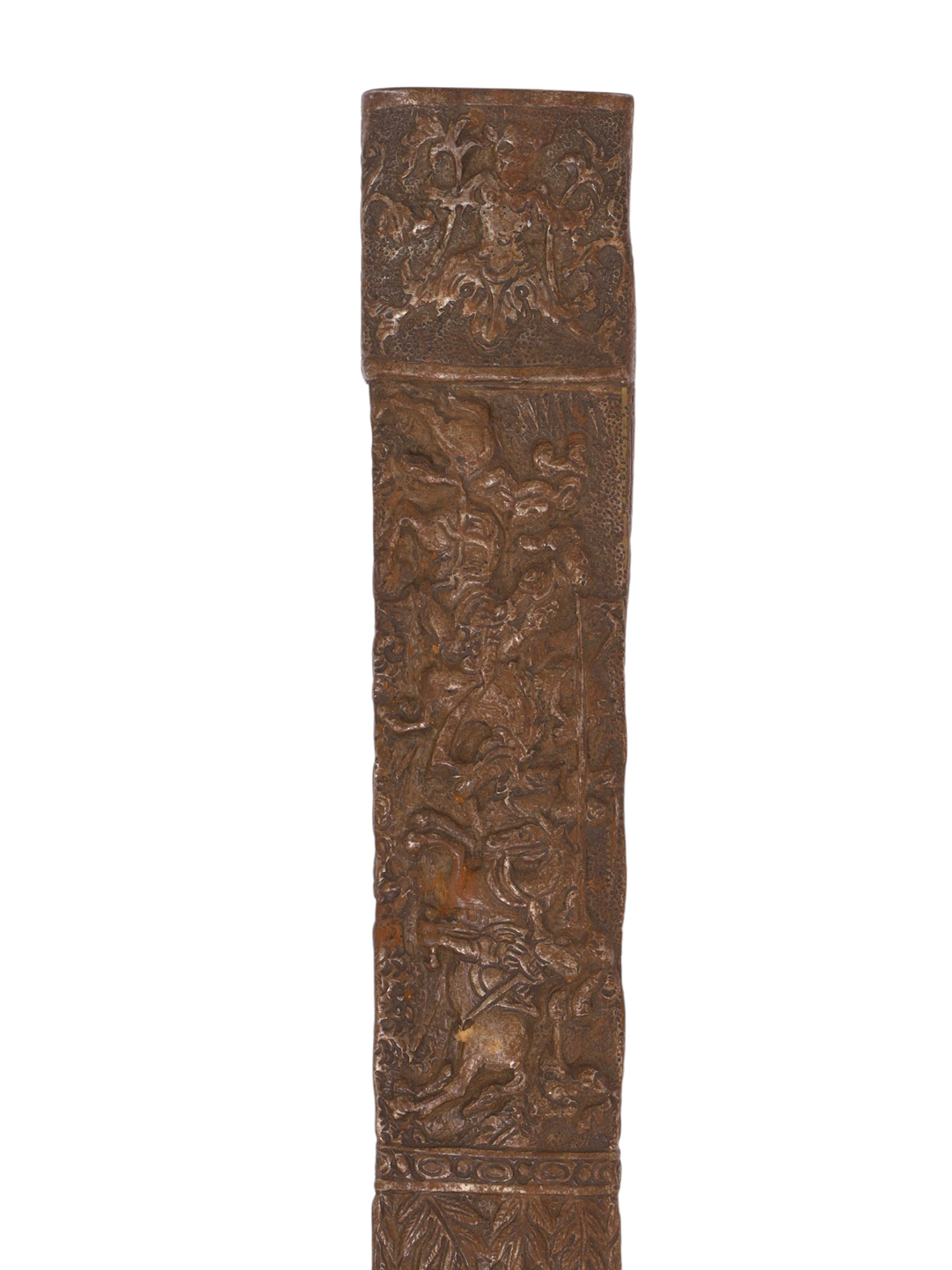 A METAL SWORD SCABBARD WITH MACE POMMEL, CENTRAL EUROPEAN, 17TH C.