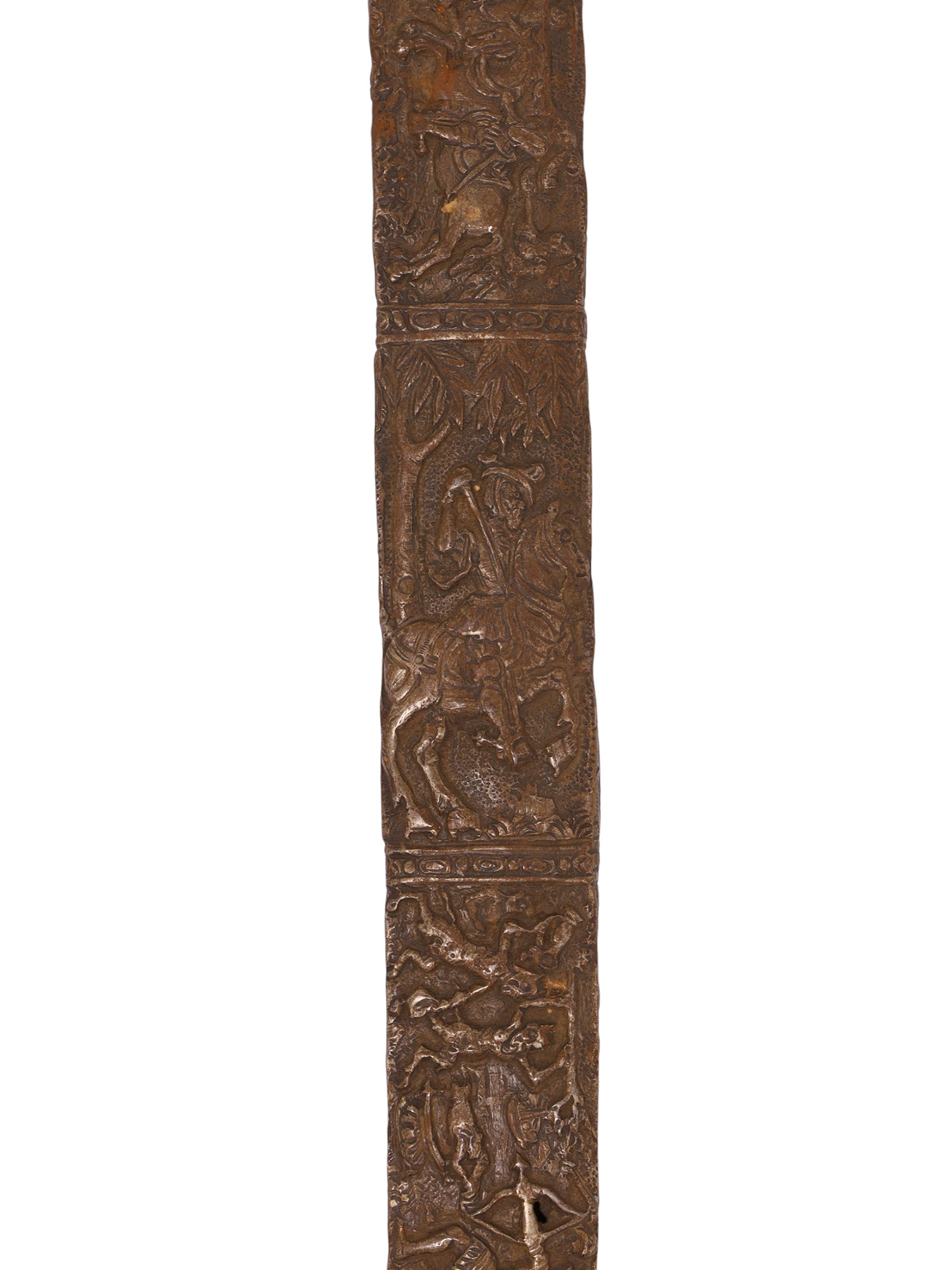 A METAL SWORD SCABBARD WITH MACE POMMEL, CENTRAL EUROPEAN, 17TH C.