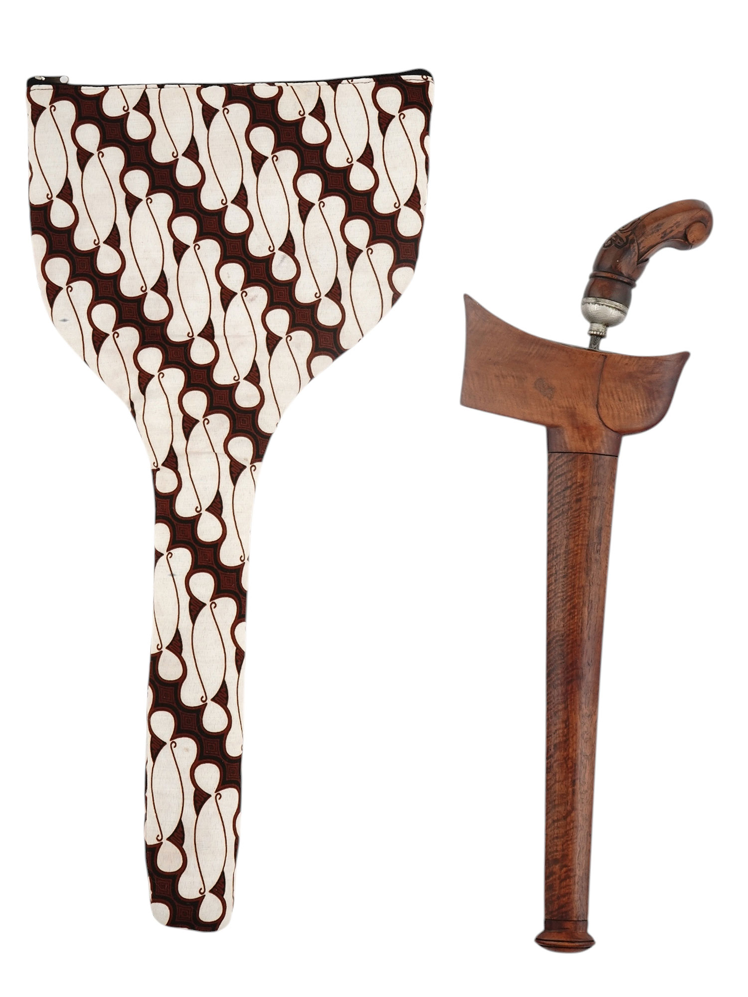 AN INDONESIAN KRIS DAGGER WITH SCABBARD AND FABRIC POUCH