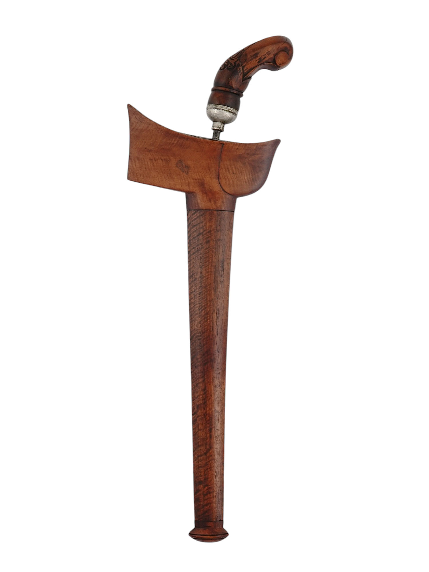 AN INDONESIAN KRIS DAGGER WITH SCABBARD AND FABRIC POUCH