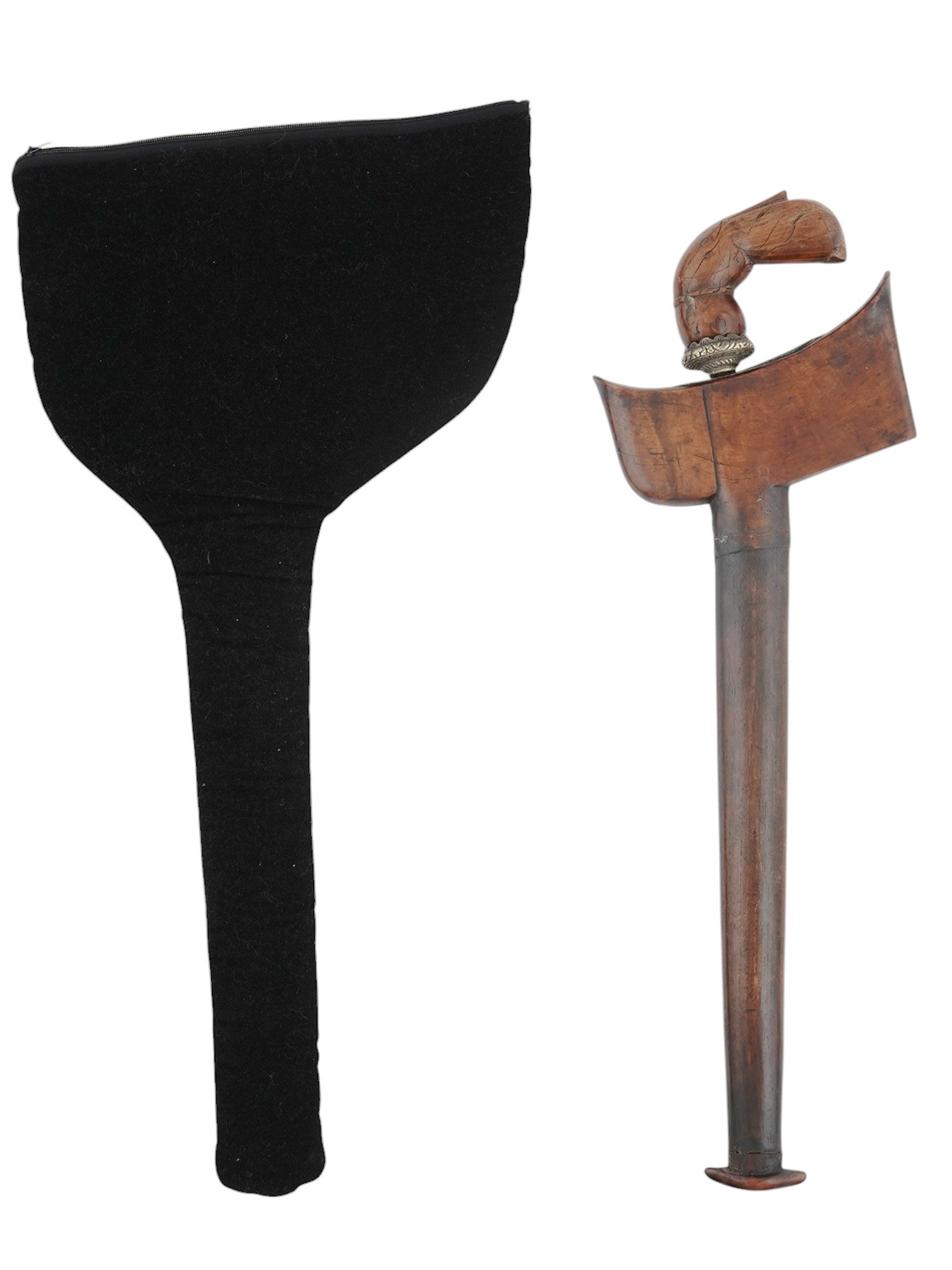 AN INDONESIAN KRIS DAGGER WITH SCABBARD AND FABRIC POUCH