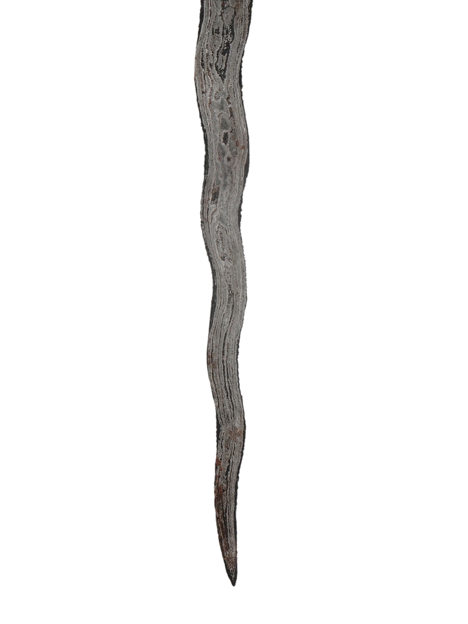AN INDONESIAN KRIS DAGGER WITH SCABBARD AND FABRIC POUCH