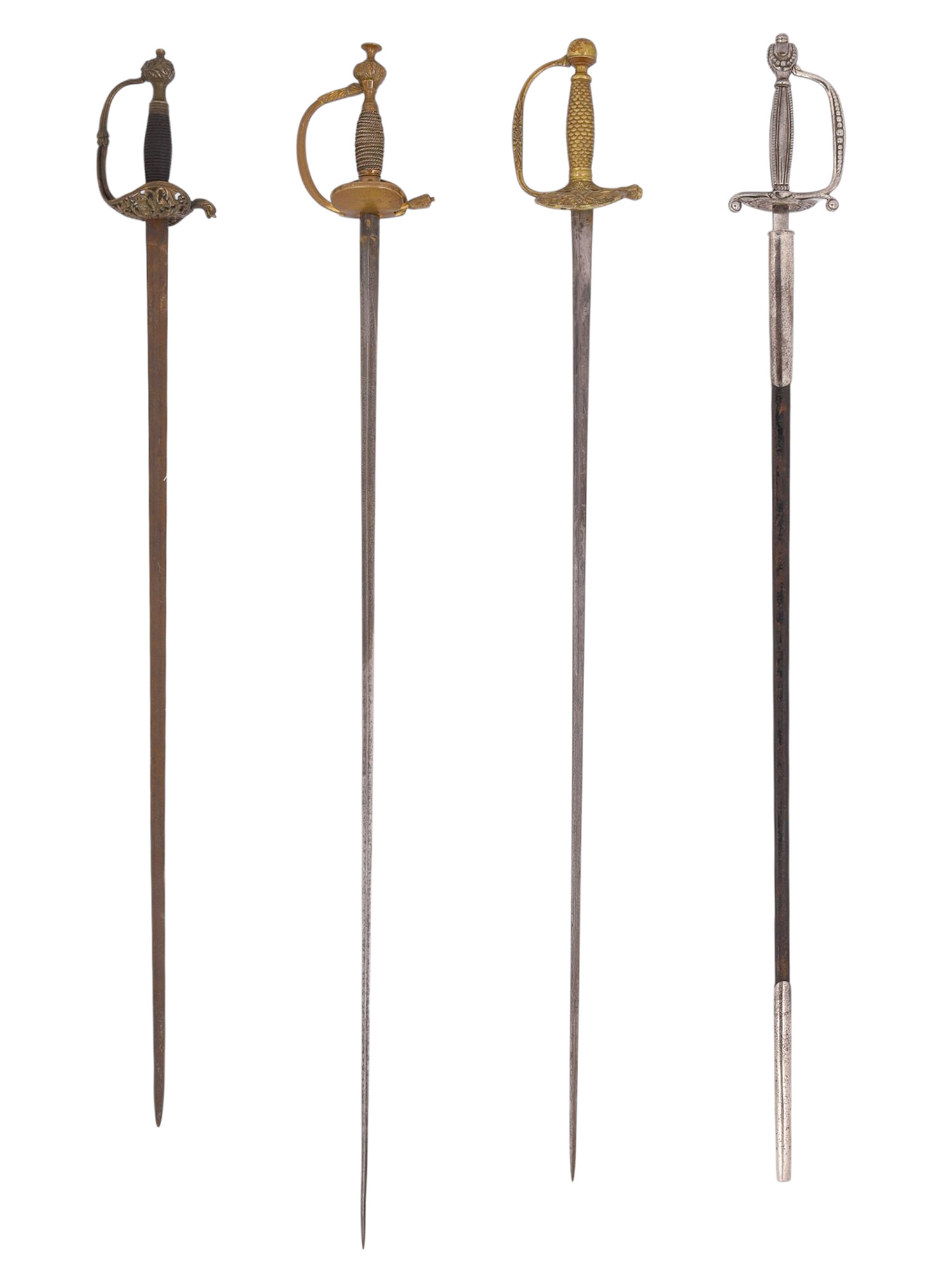 A LOT OF FOUR EUROPEAN COURTSWORDS (SMALLSWORDS), 18TH–EARLY 19TH CENTURY