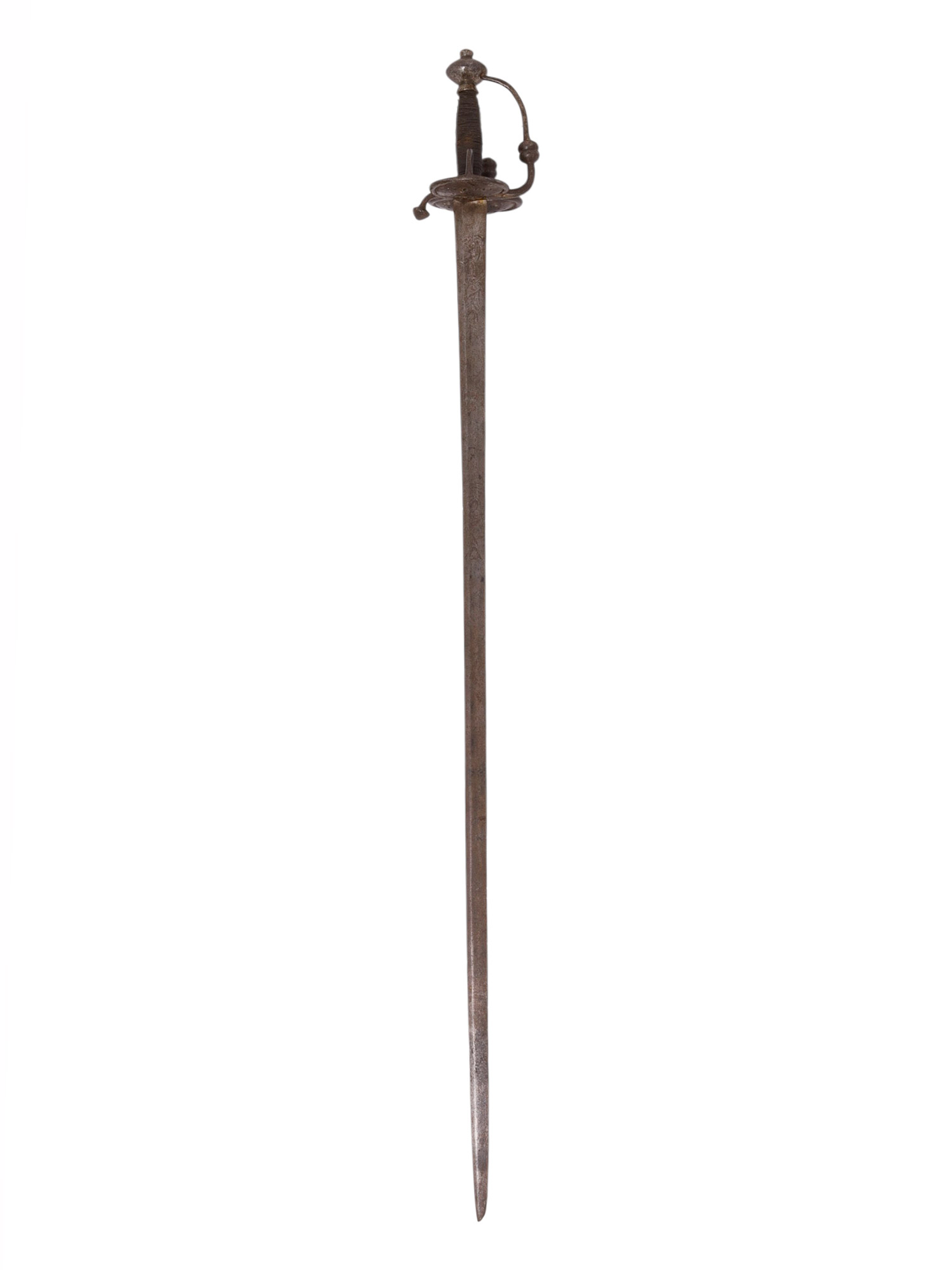 A GERMAN HILTED SWORD WITH BISHOP'S HEAD MOTIF, 16TH CENTURY