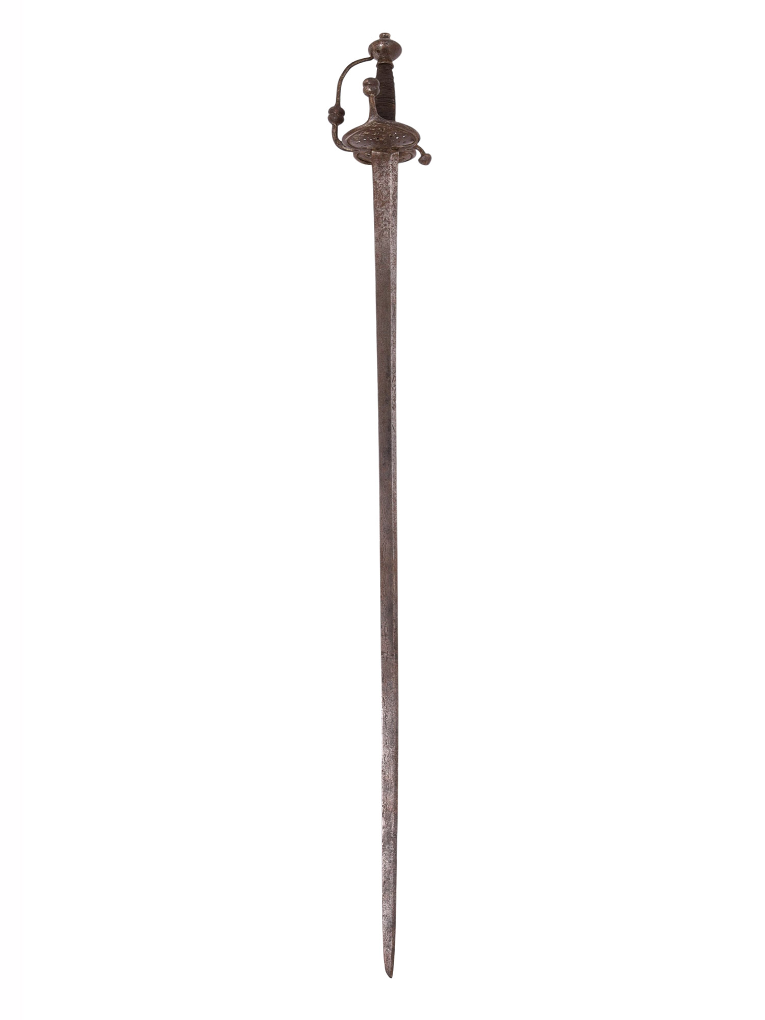 A GERMAN HILTED SWORD WITH BISHOP'S HEAD MOTIF, 16TH CENTURY