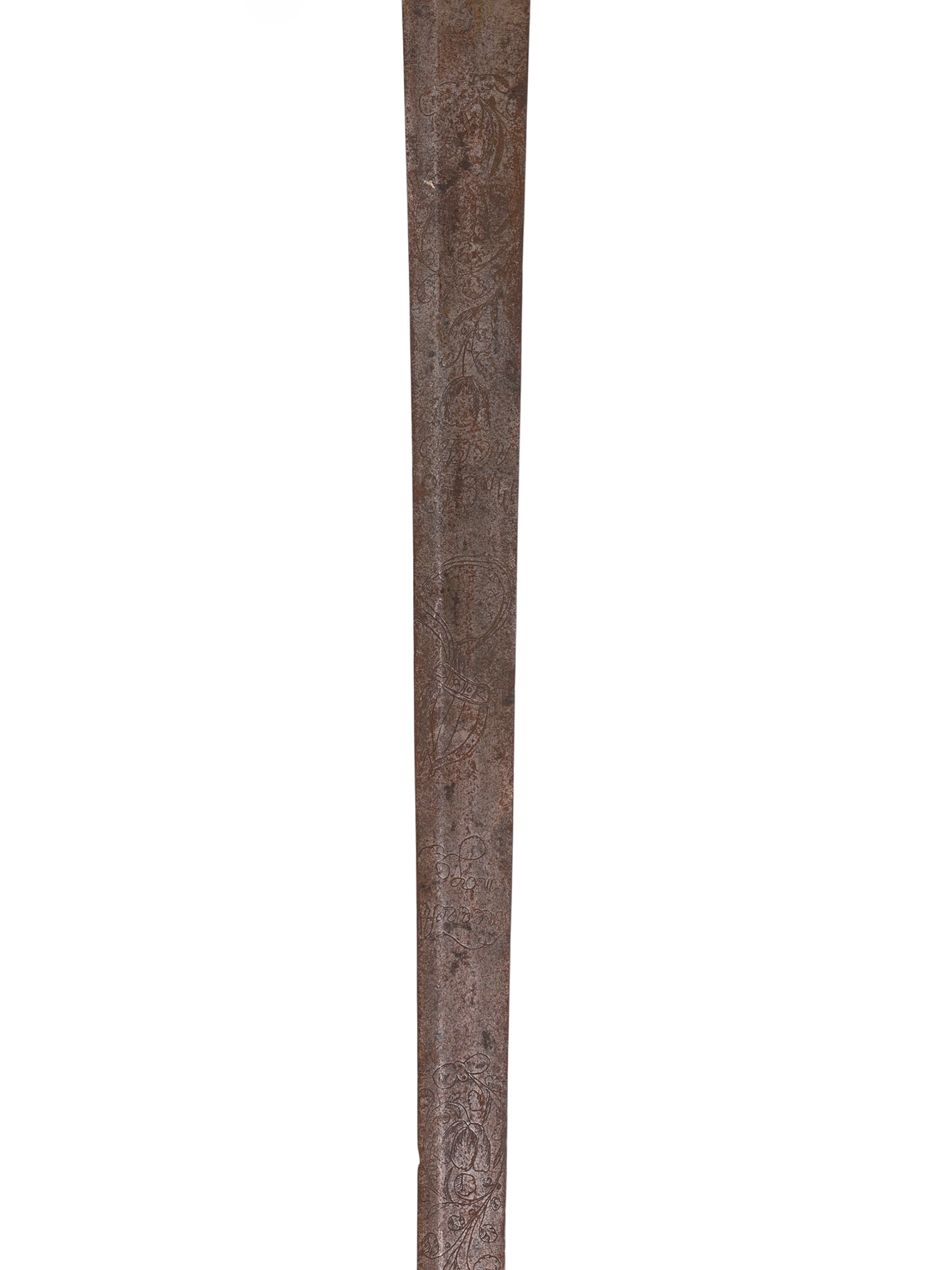 A GERMAN HILTED SWORD WITH BISHOP'S HEAD MOTIF, 16TH CENTURY