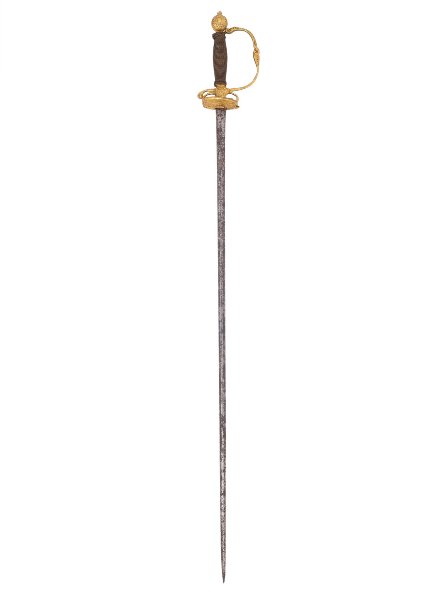 A FRENCH SMALLSWORD WITH ENGRAVED BLADE, 18TH CENTURY