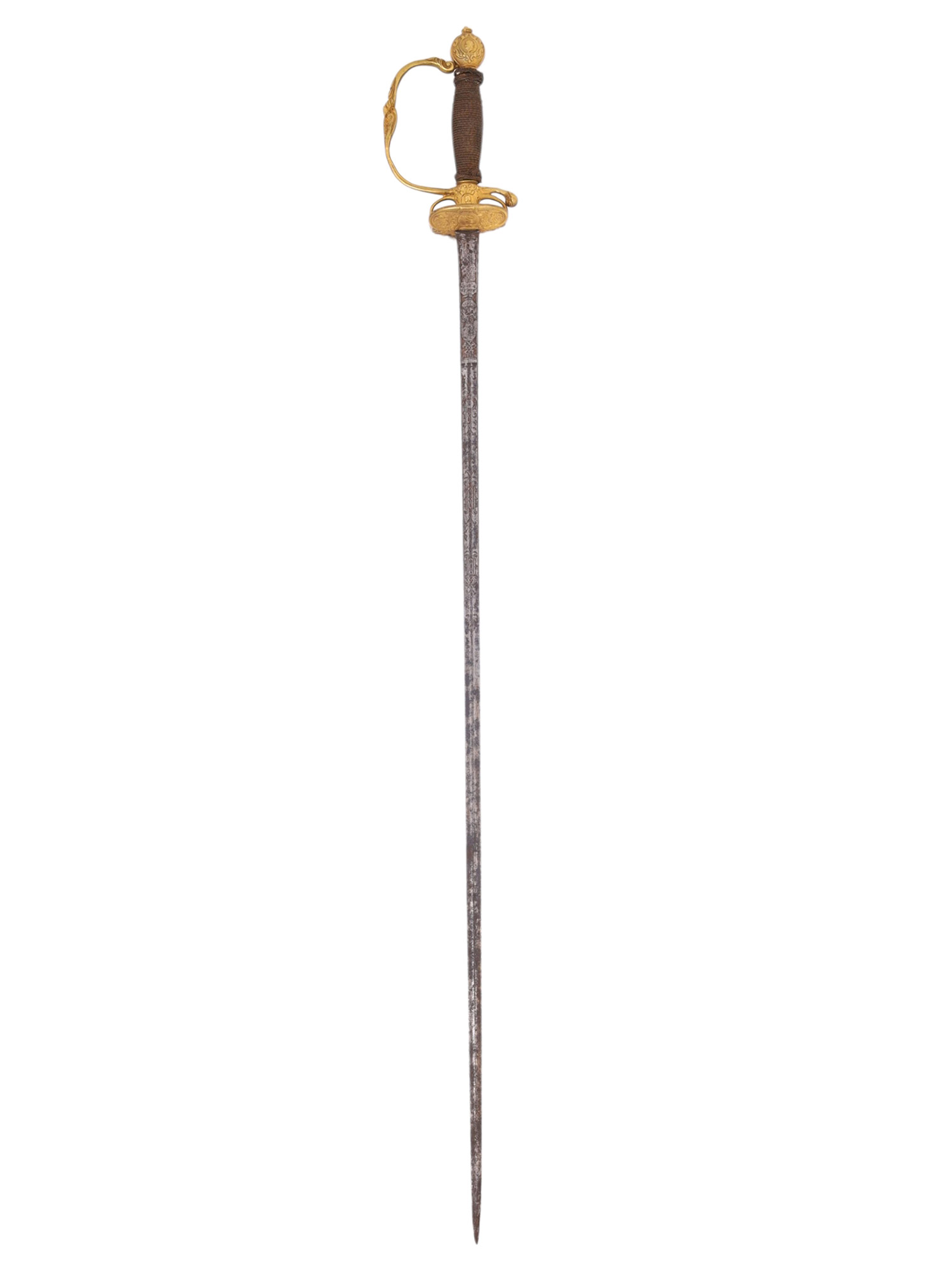A FRENCH SMALLSWORD WITH ENGRAVED BLADE, 18TH CENTURY