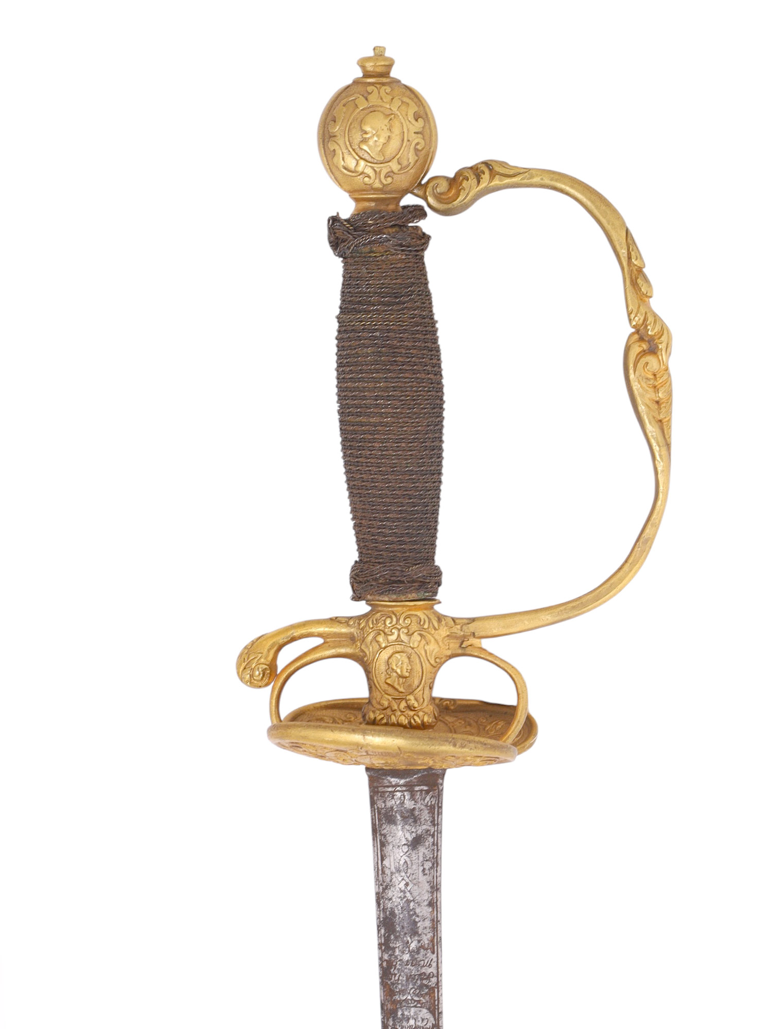 A FRENCH SMALLSWORD WITH ENGRAVED BLADE, 18TH CENTURY