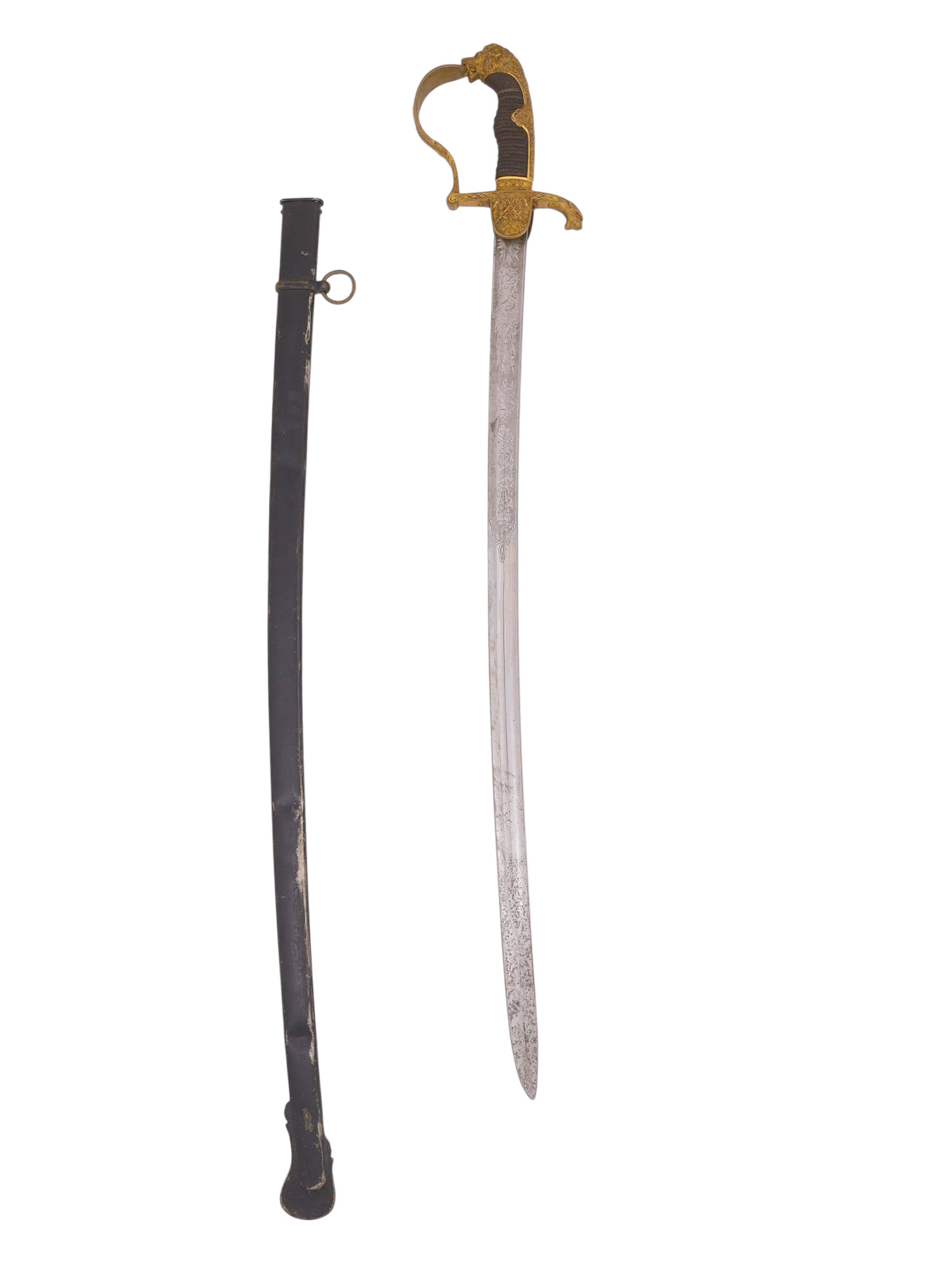 A GERMAN EMPIRE SOLINGEN ETCHED LION HEAD SABRE, CA. 1883-1918