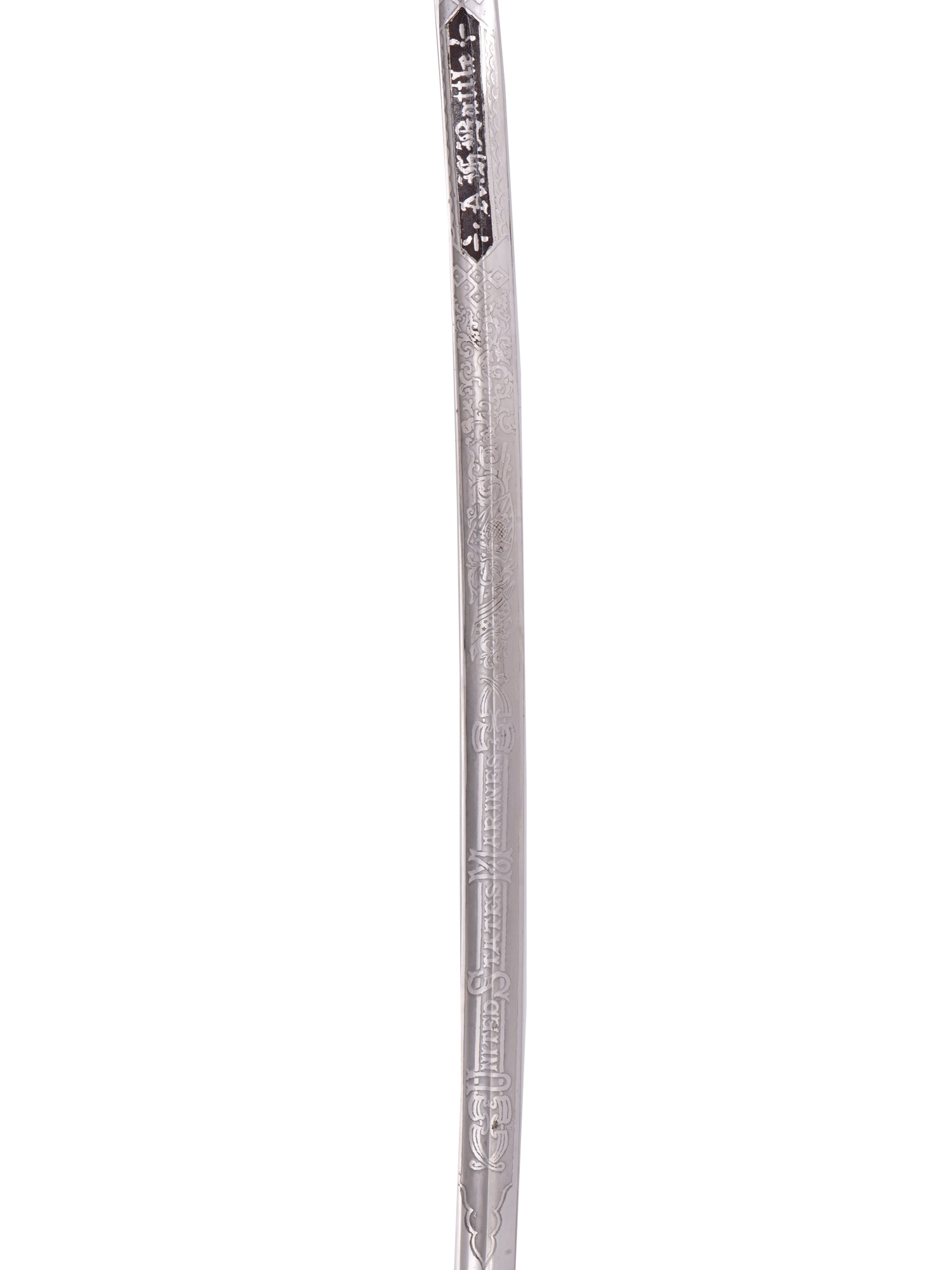 A US MARINE PARADE SWORD WITH LEATHER CARRYING CASE,