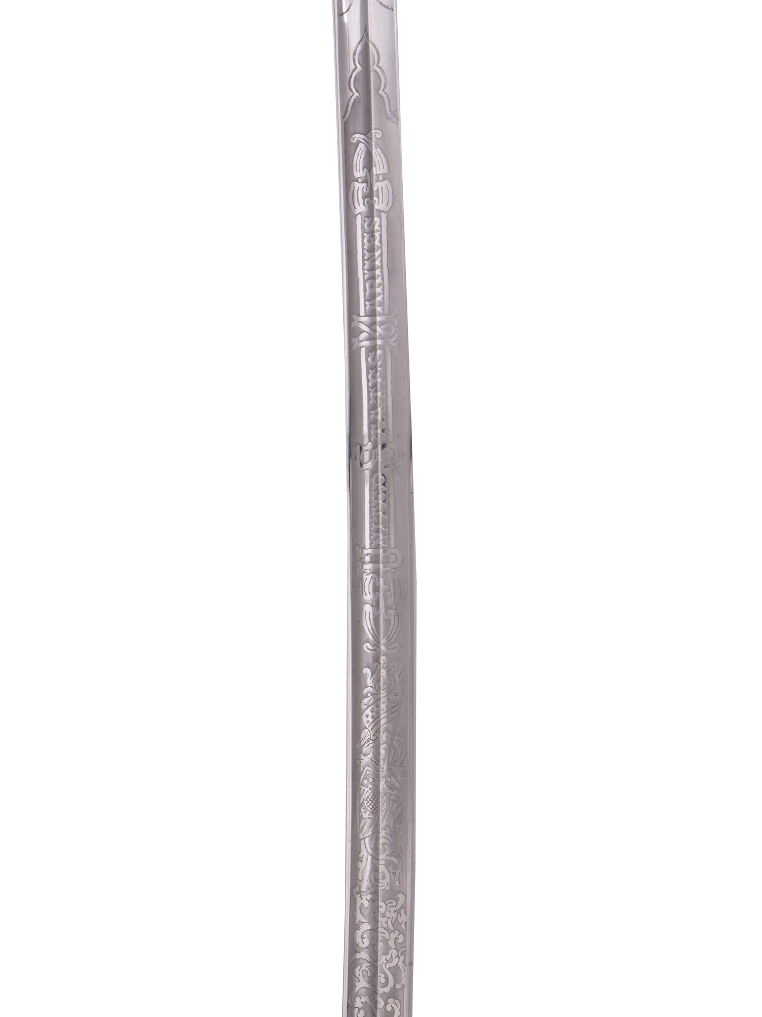 A US MARINE PARADE SWORD WITH LEATHER CARRYING CASE,