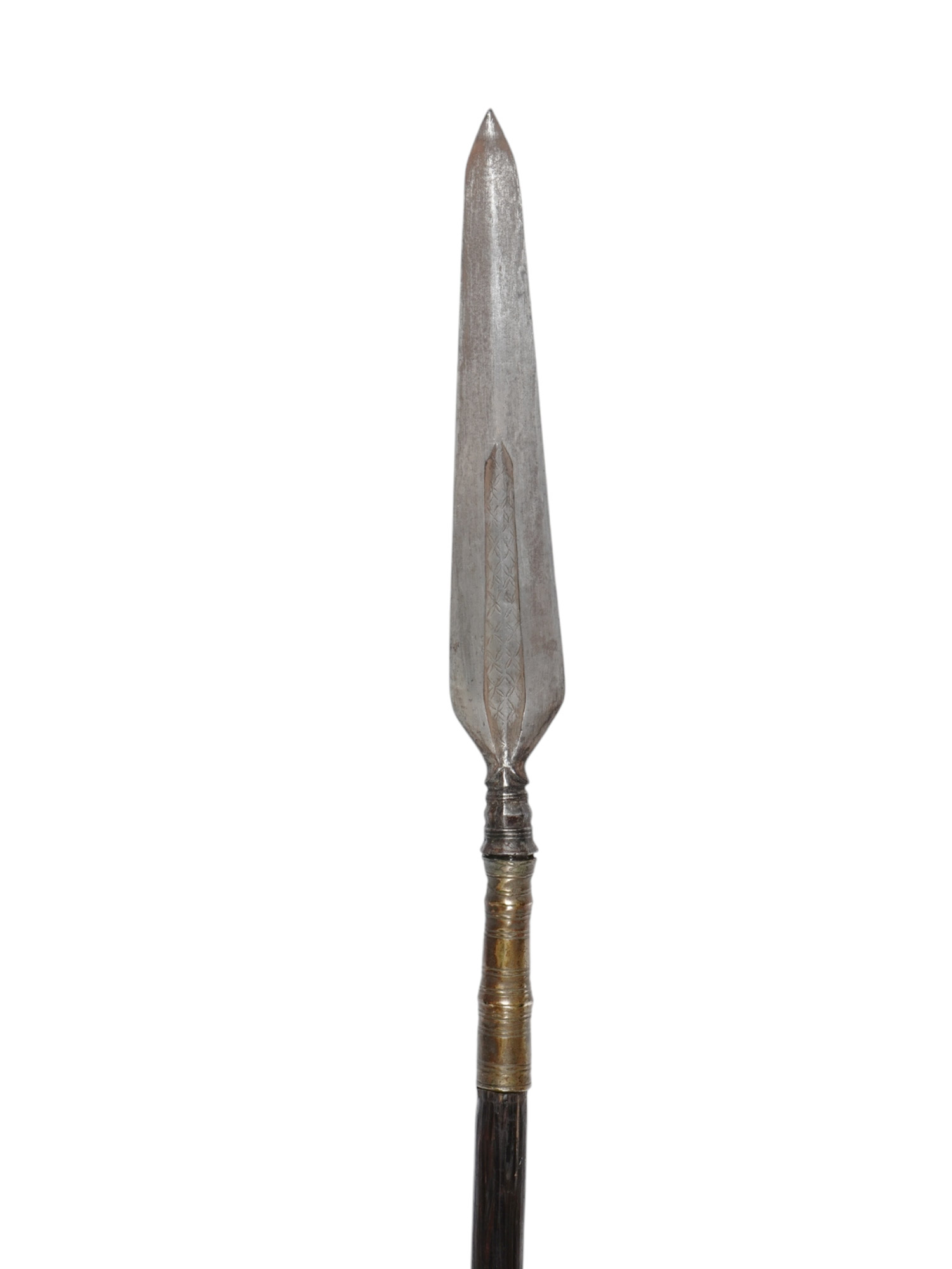 A MALAYSIAN OR PHILIPPINE SPEAR WITH INCISED DECORATION, 19 C.