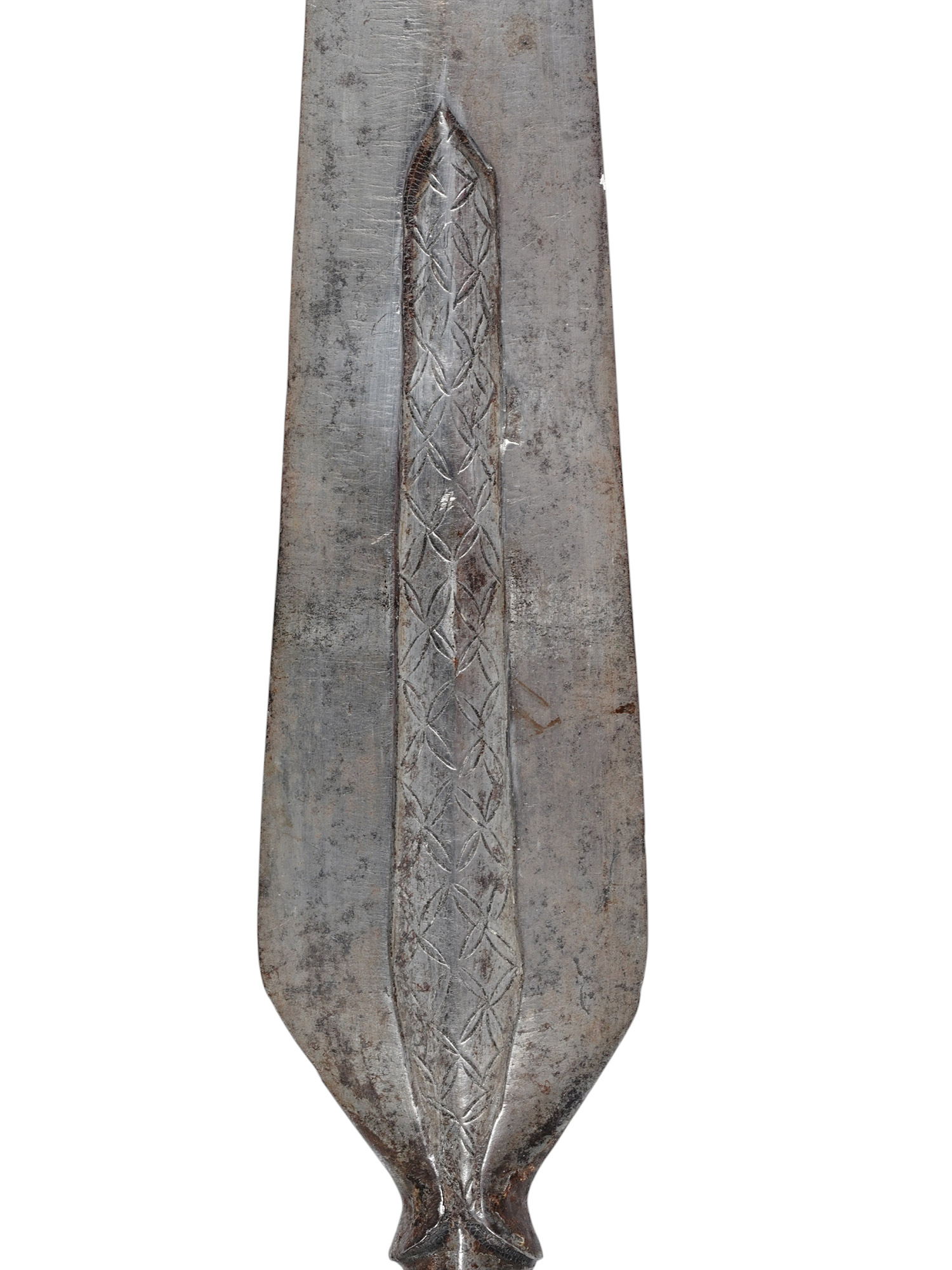 A MALAYSIAN OR PHILIPPINE SPEAR WITH INCISED DECORATION, 19 C.