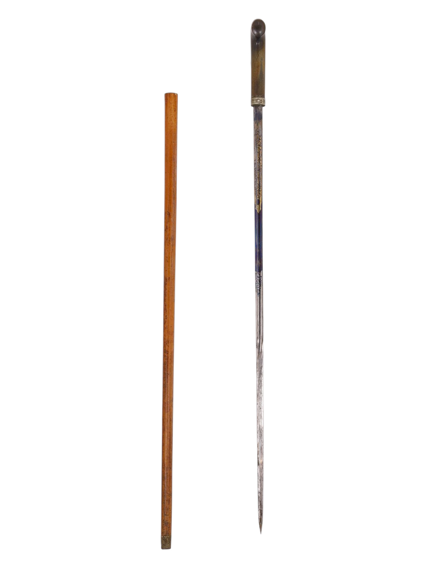 A WALKING CANE WITH A CONCEALED BLADE, SPAIN, 19TH CENTURY