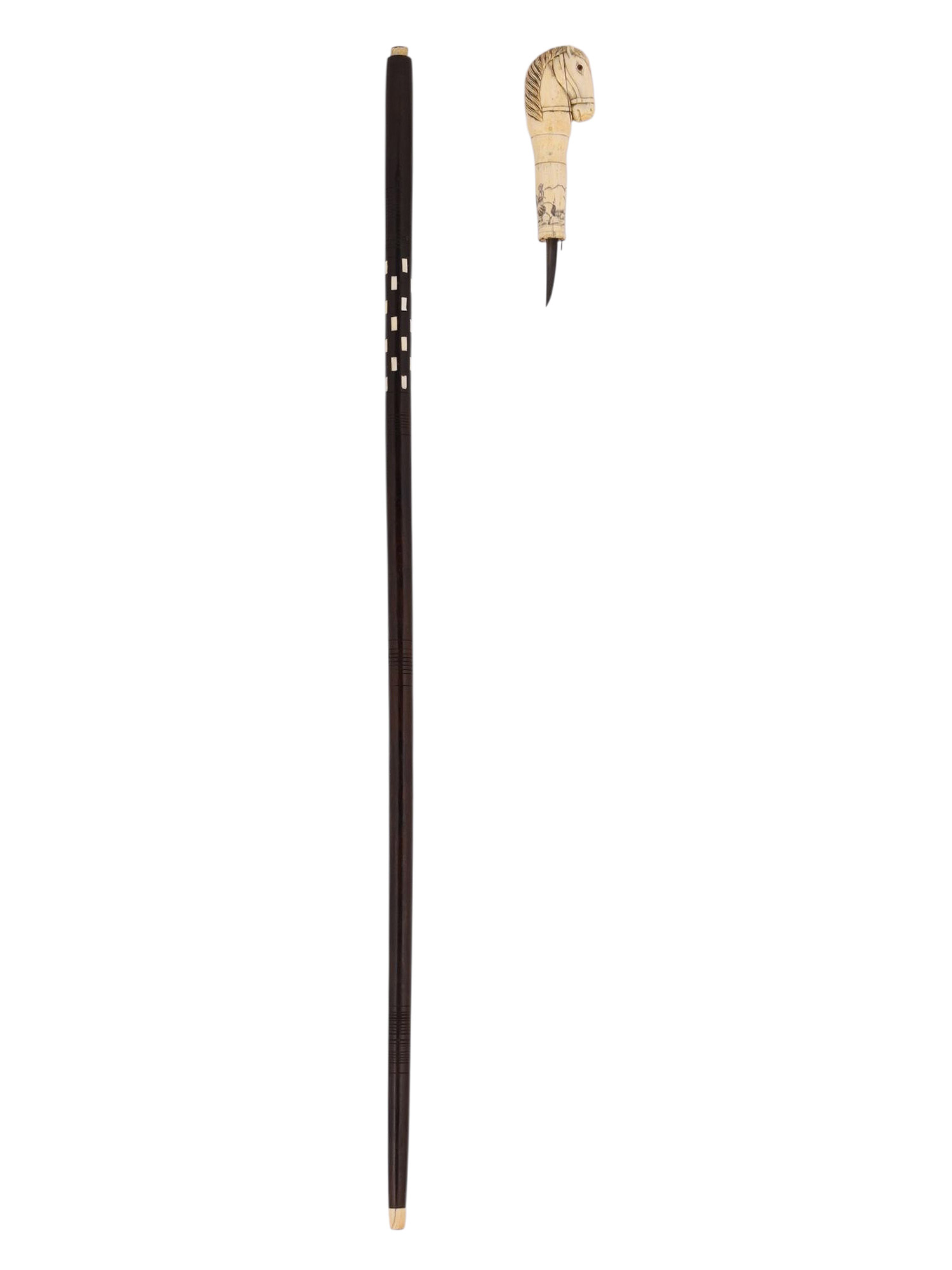 AN EXCEPTIONAL WALKING CANE WITH A CONCEALED BLADE, COLONIAL INDIA, 19TH CEN.