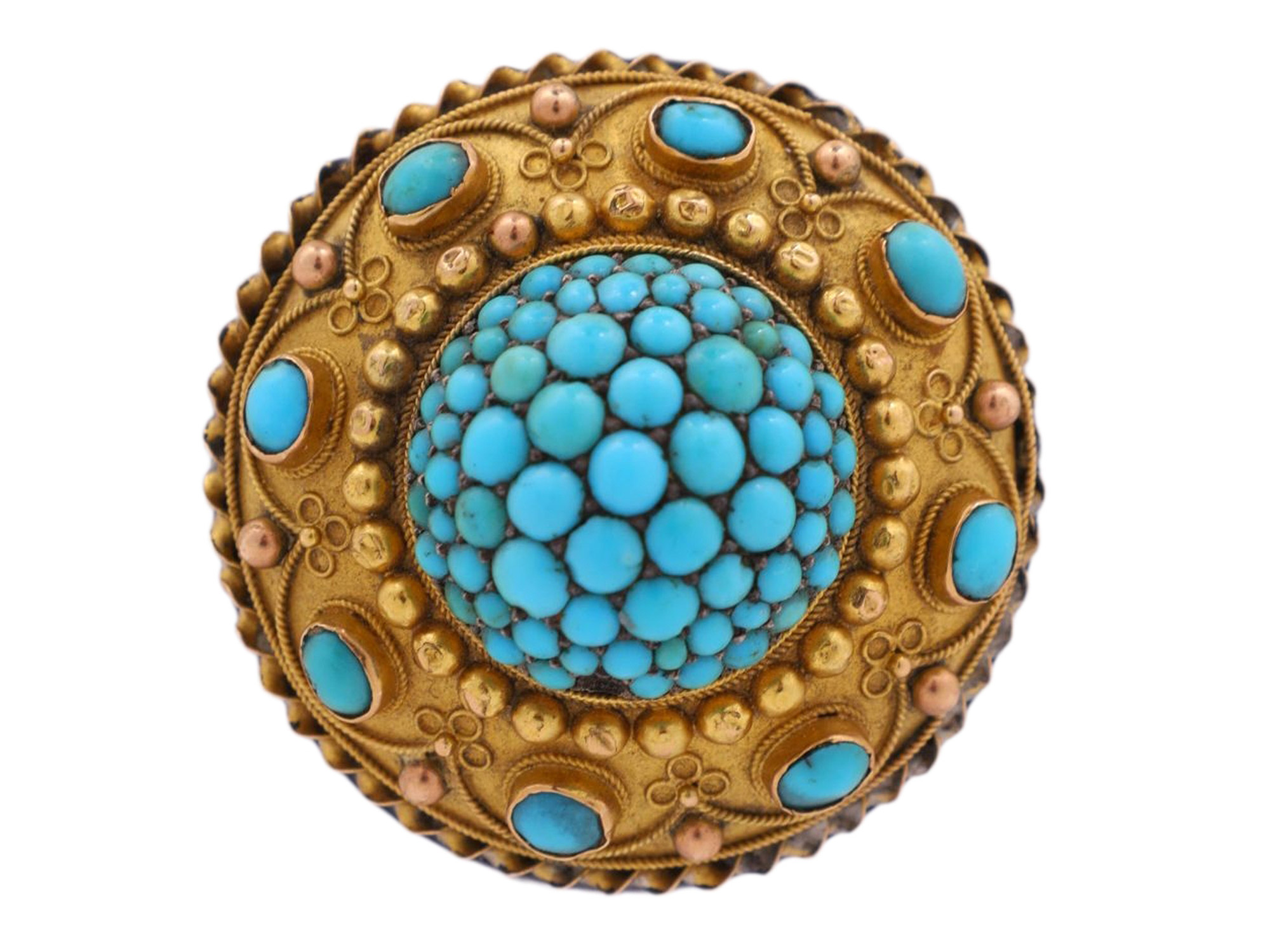 A FRENCH GOLD AND TURQUOISE SET PRESENTATION CANE, MID 19TH CENTURY