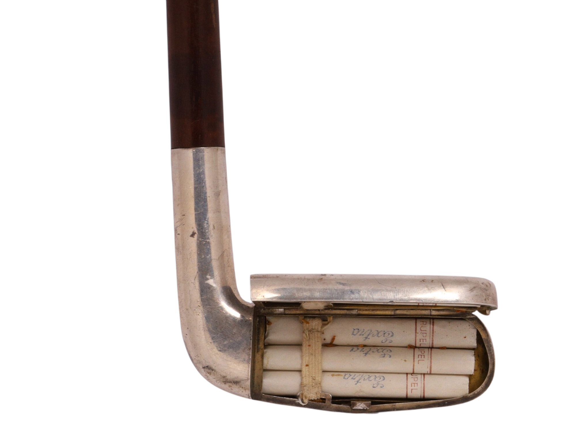 A GERMAN WW1 ACE LT. KIRSCHSTEIN COMBINED WALKING STICK GOLF CLUB CIGARETTE CASE, 1917