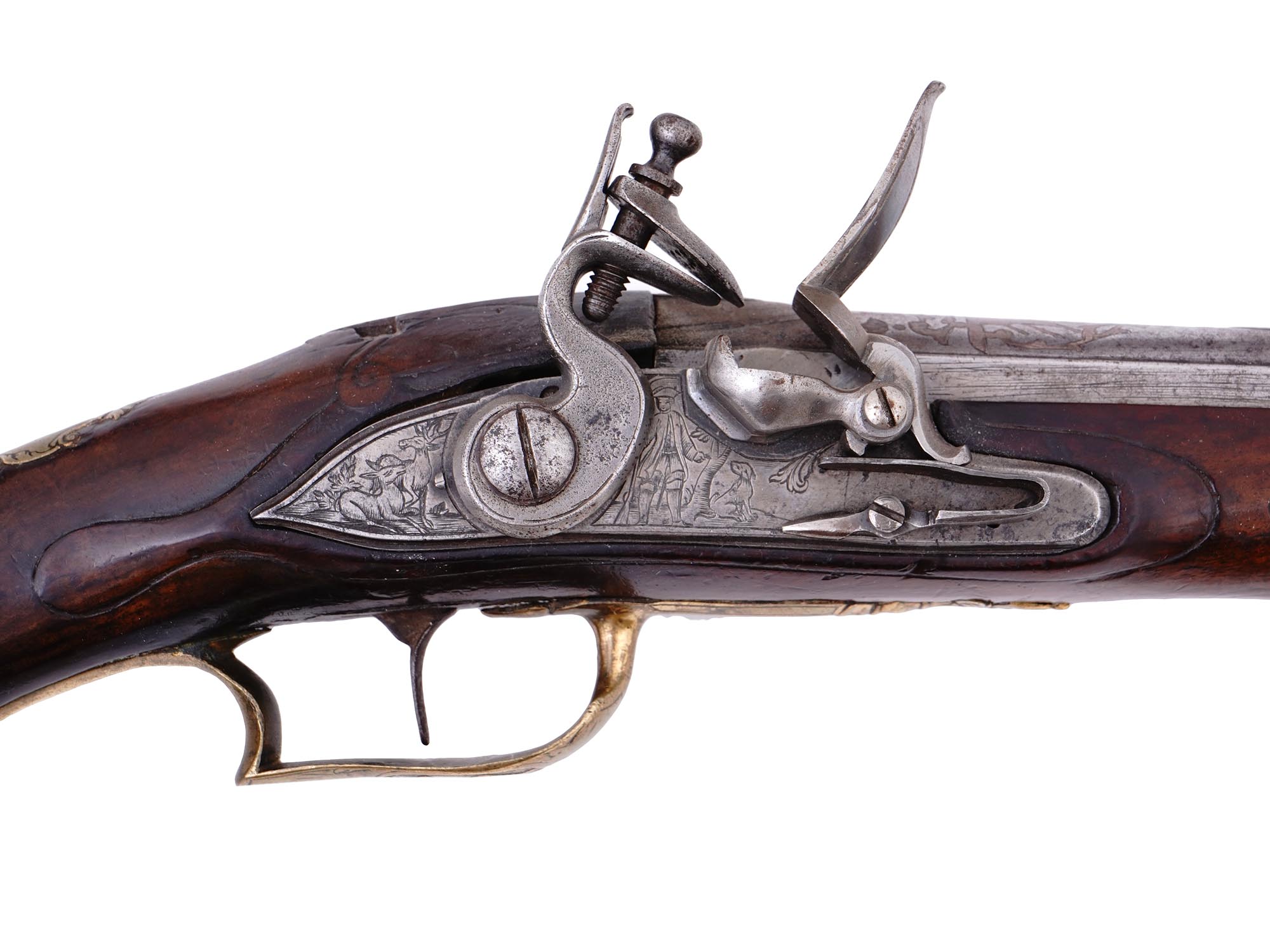 A MATCHED PAIR OF EUROPEAN FLINTLOCK PISTOLS, PROBABLY CENTRAL OR NORTHERN EUROPE, MID–LATE 18TH CENTURY