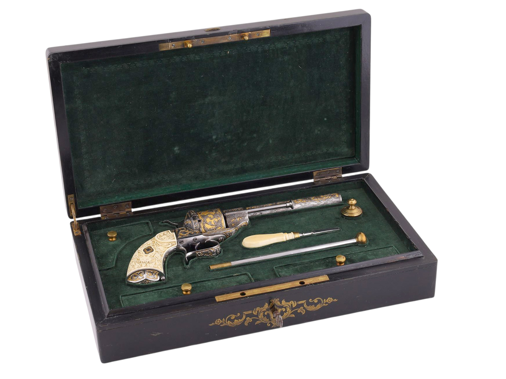 AN EXTREMELY RARE SPANISH PHILLIPINES GOVERNOR-GENERAL LEMERY CASED PRESENTATION LEFAUCHEUX MODEL 1854, SERIAL NUMBER 2, ALBERDI EN EIBAR GO