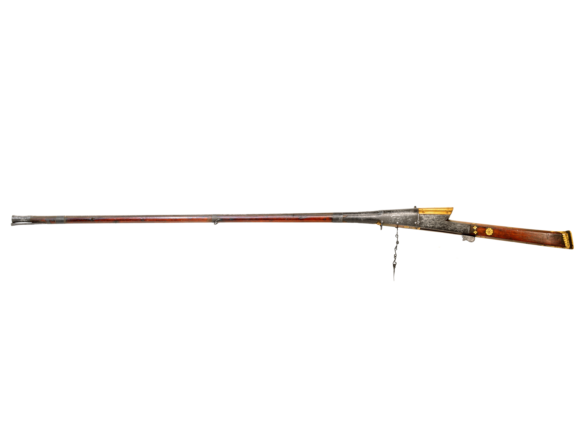 AN INDIAN MATCHLOCK TORADAR RIFLE, TWISTED STEEL BARREL, 18TH CENTURY