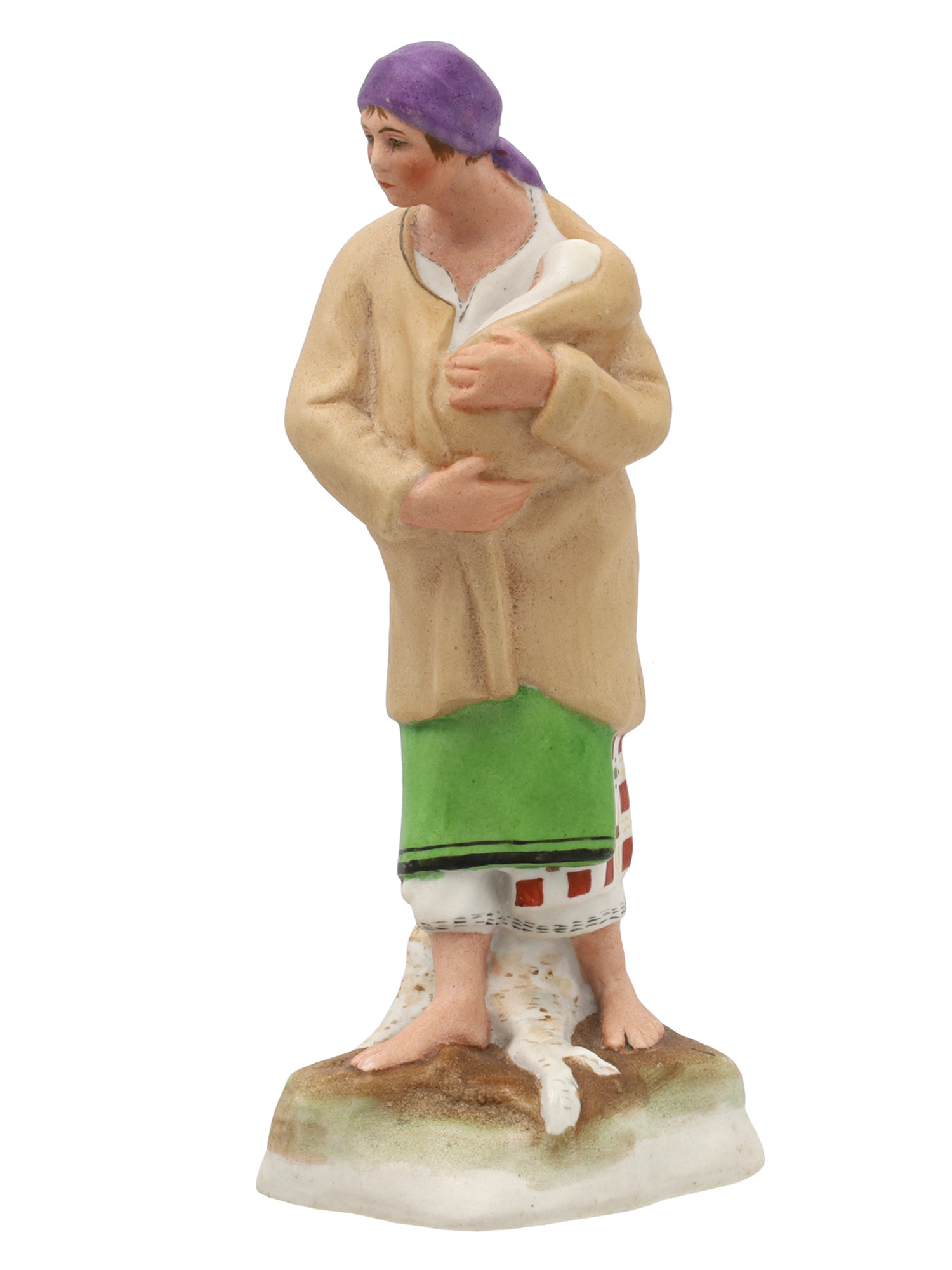 A RUSSIAN GARDNER PORCELAIN FIGURE OF MOTHER AND CHILD, 1830 - 1860