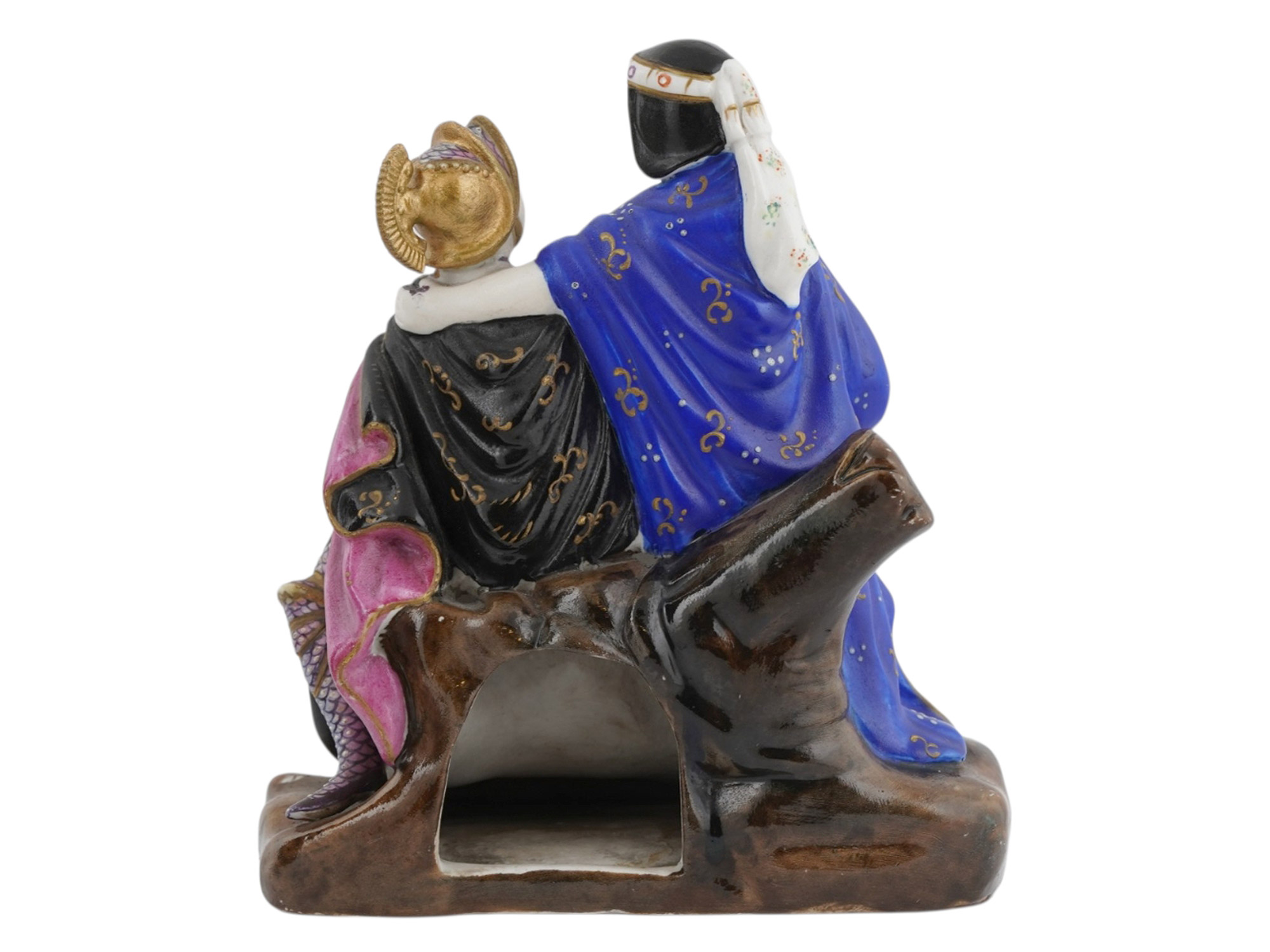 A RUSSIAN GARDNER PORCELAIN FIGURAL GROUP OF A KNIGHT AND LADY