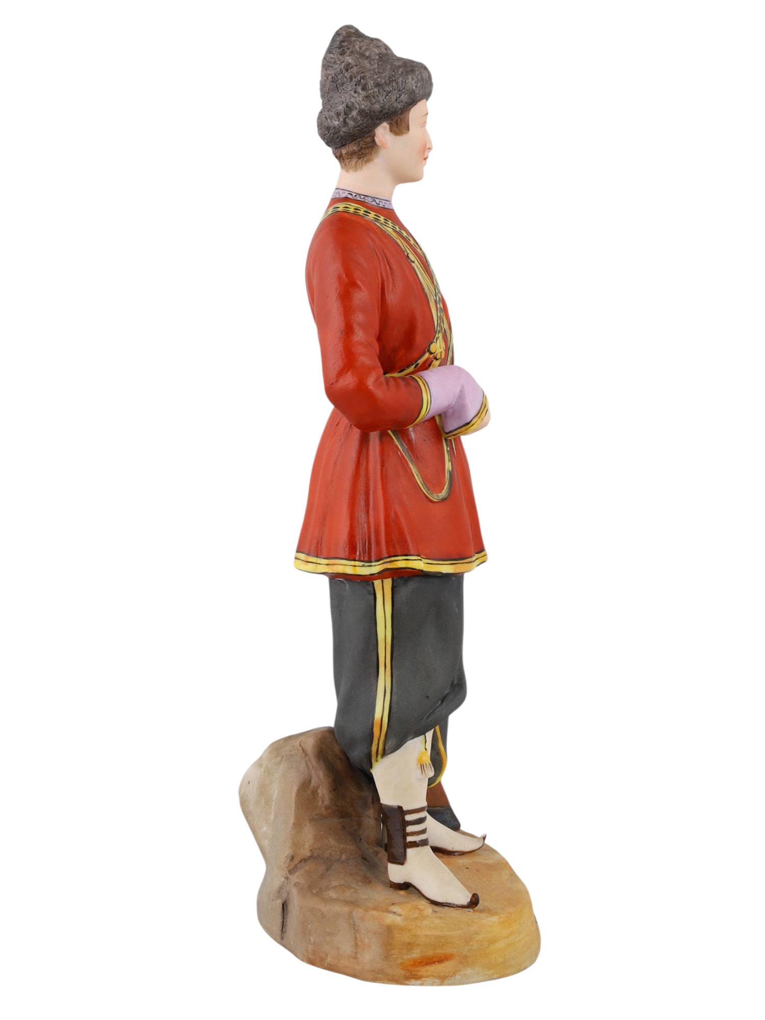 A RUSSIAN GARDNER PORCELAIN FIGURE OF A GEORGIAN MAN, 19TH CENTURY