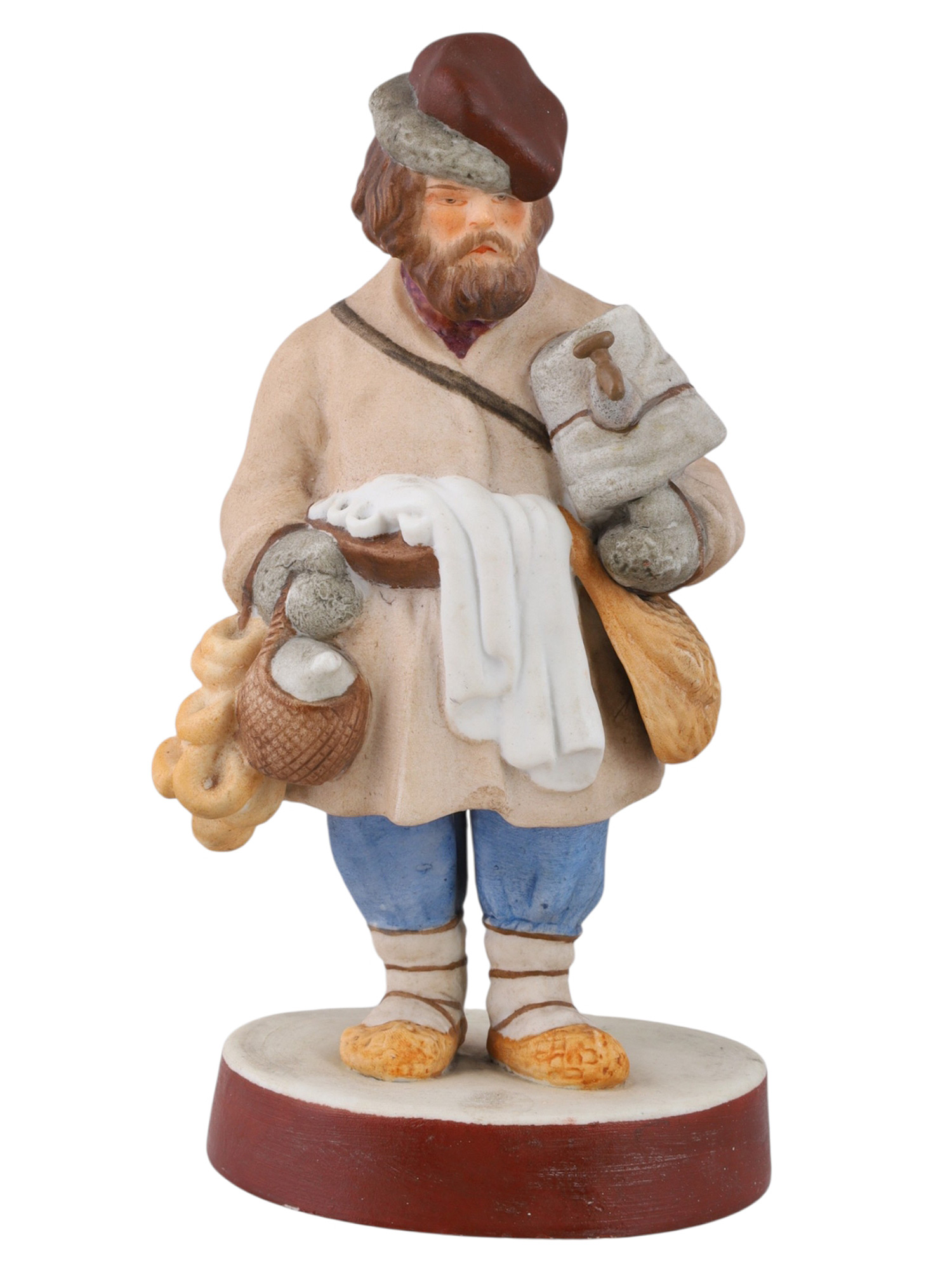 A RUSSIAN PORCELAIN FIGURE OF A SBITEN VENDOR