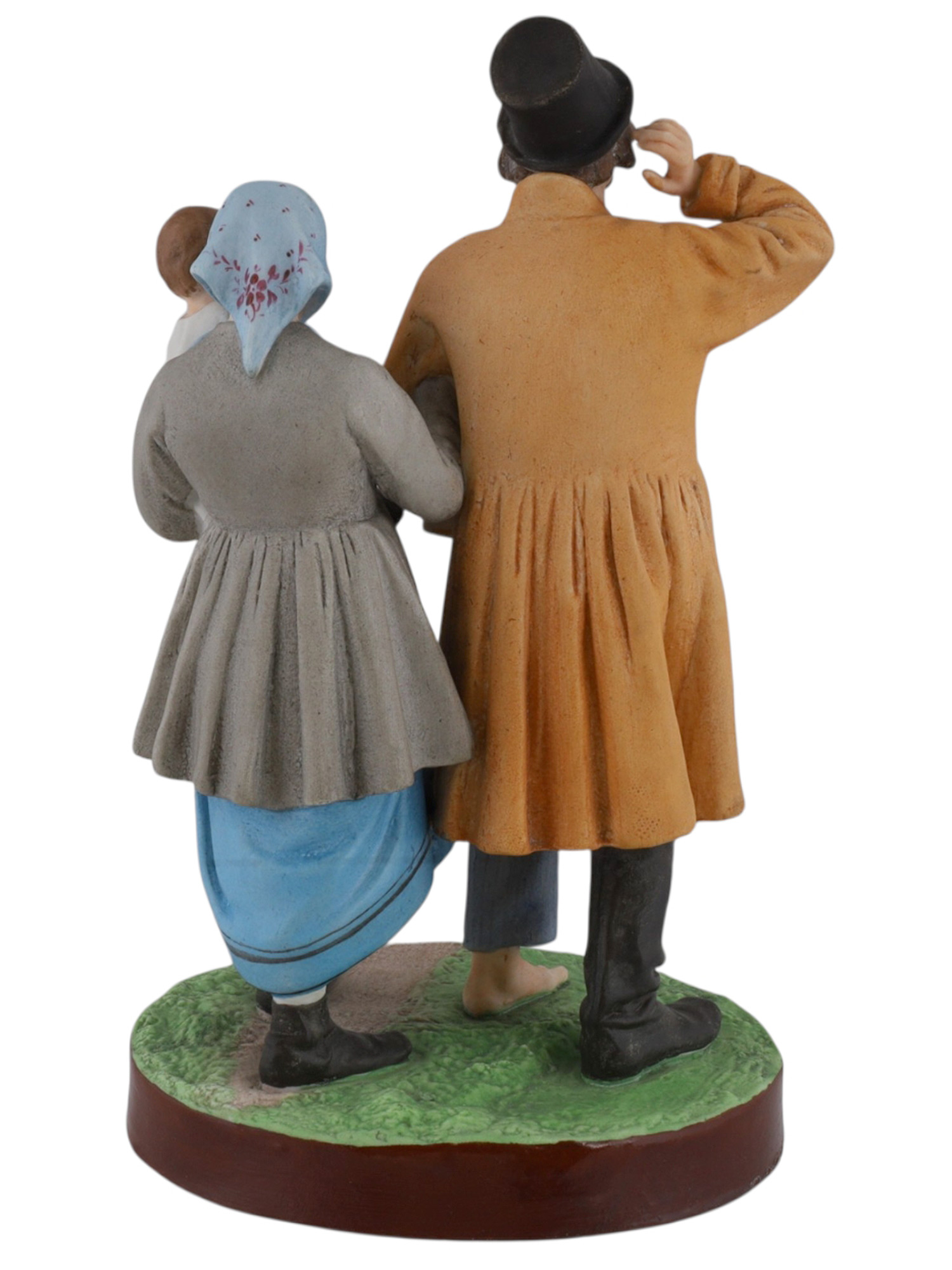 A RUSSIAN GARDENER PORCELAIN FIGURAL GROUP, DRUNK MAN WITH FAMILY, 19TH CENTURY