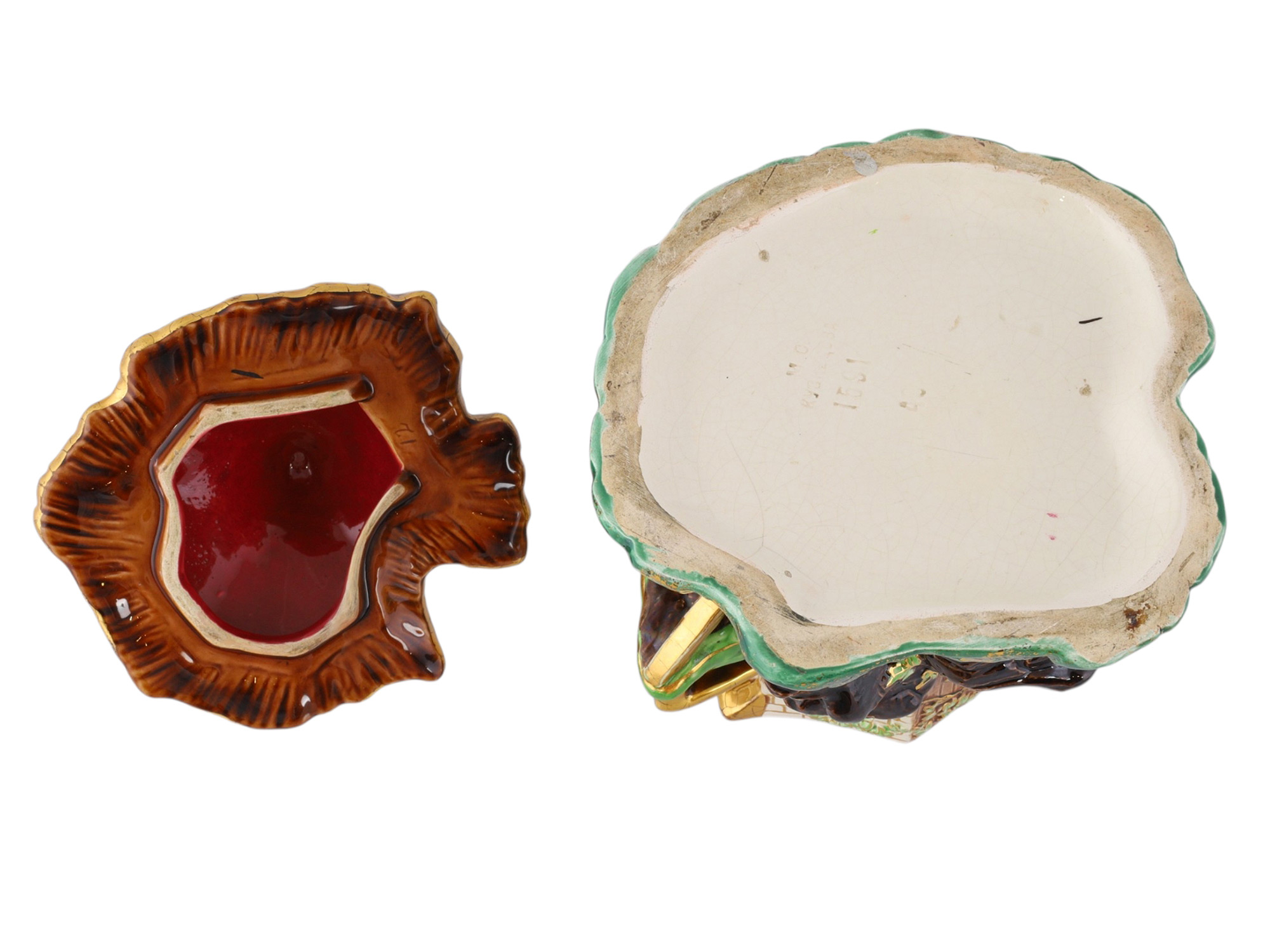 A RUSSIAN KUZNETSOV POLYCHROME AND GILT FAIENCE HOUSE-FORM COVERED TOBACCO BOX